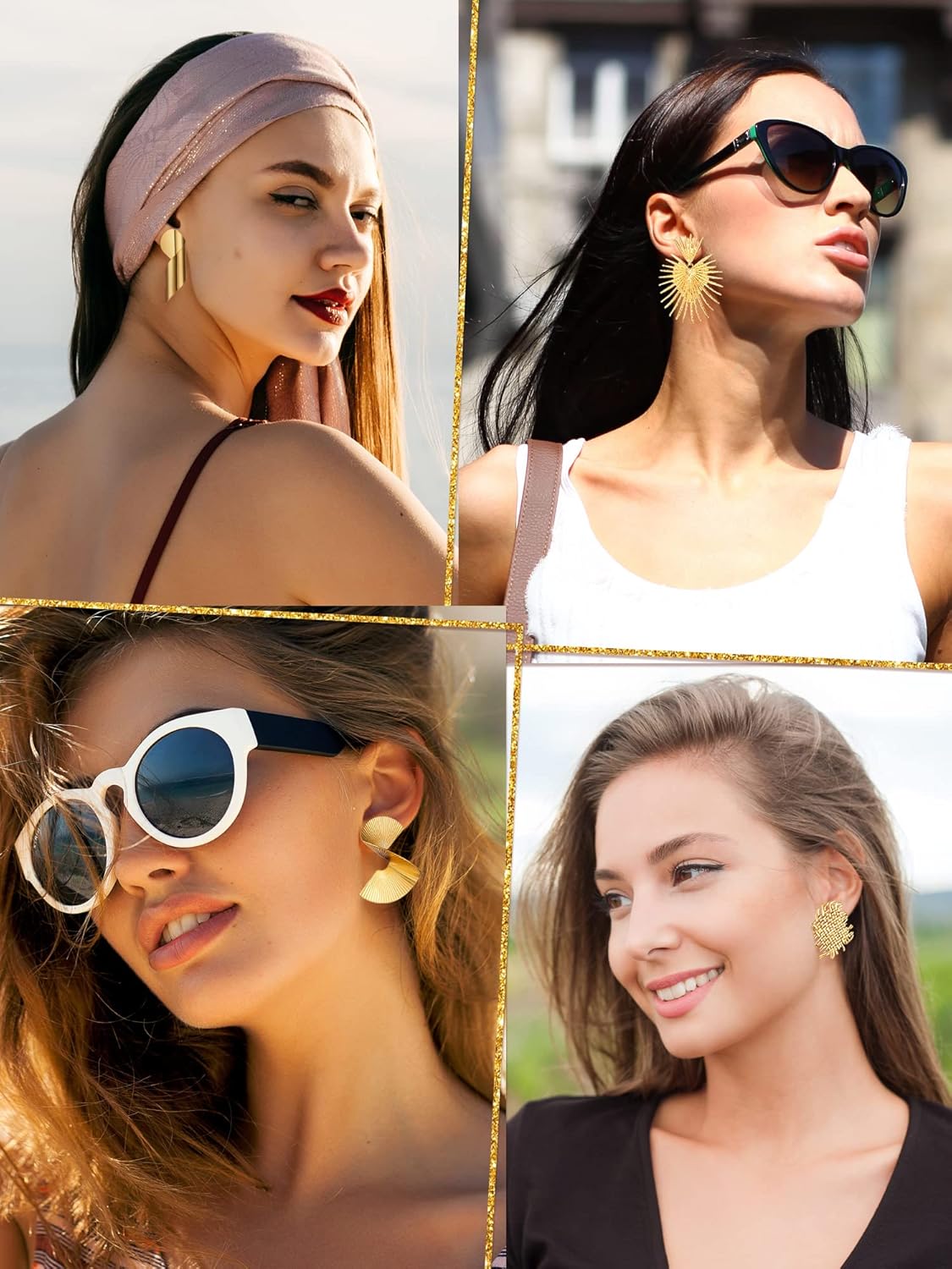 Glenmal 6 Pair Gold Statement Earrings for Women Large Gold Geometric Earrings Woven Twisted Leaf Earring Jewelry Gift