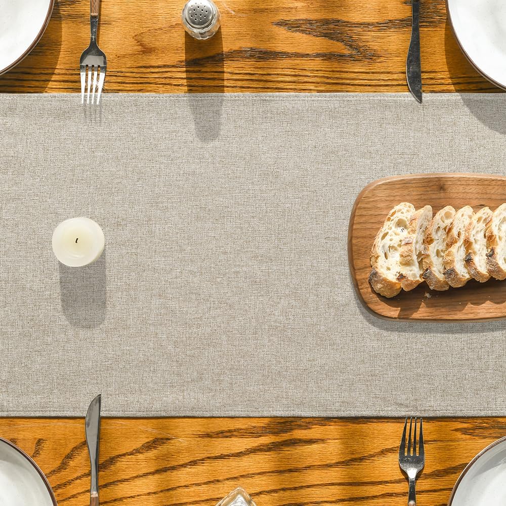 Light Brown Table Runner, Seasonal Fall Washable Kitchen Dining Table Decoration for Home Party Decor 13x72 Inch