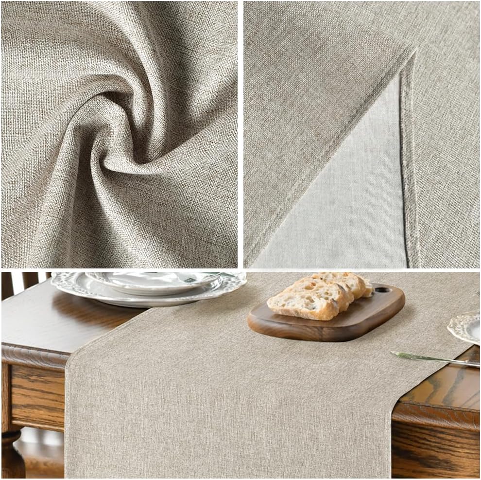 Light Brown Table Runner, Seasonal Fall Washable Kitchen Dining Table Decoration for Home Party Decor 13x72 Inch