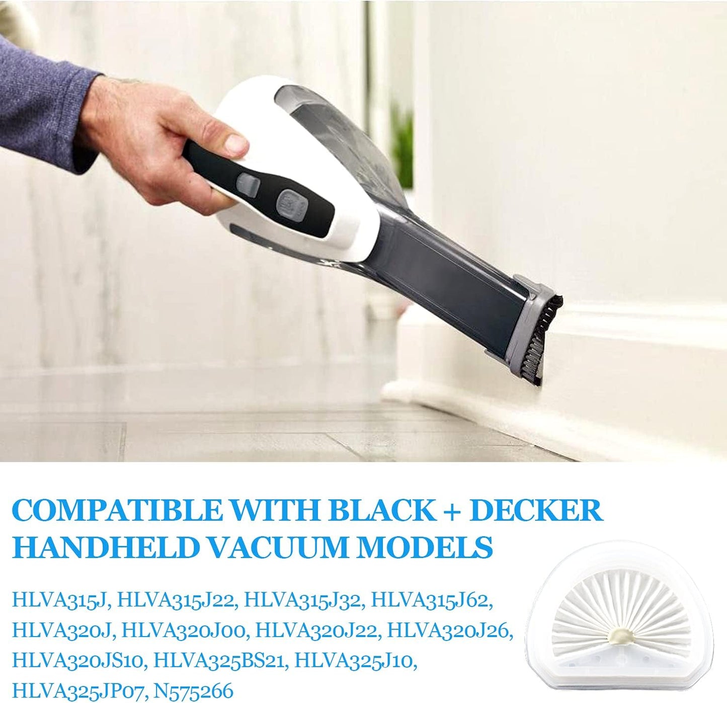 VLPF10 Filter Replacement Compatible with Black and Decker Dustbuster Hand Vacuum Replace Model # HLVA315J HLVA320J00 N575266 (4 Pack)
