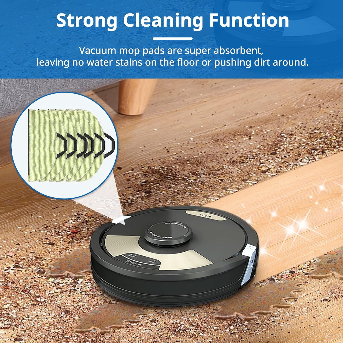 AV2610WA RV2610WA Vacuum Mop Replacement Pads Compatible with Shark RV2610WA AV2610WA RV2620WD RV2410WD AI Ultra 2- in-1 Robot Vacuum, Washable Reusable Microfiber Soft Pads, 6 Pack