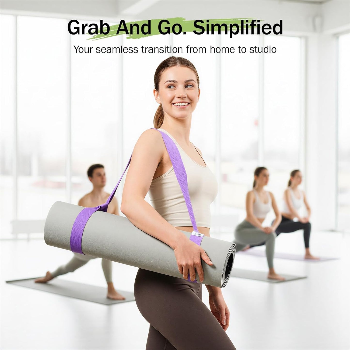 Yoga Mat Straps for Carrying, Adjustable Yoga Mat Carrier Sling Fits All Mats(Mat Not Included)