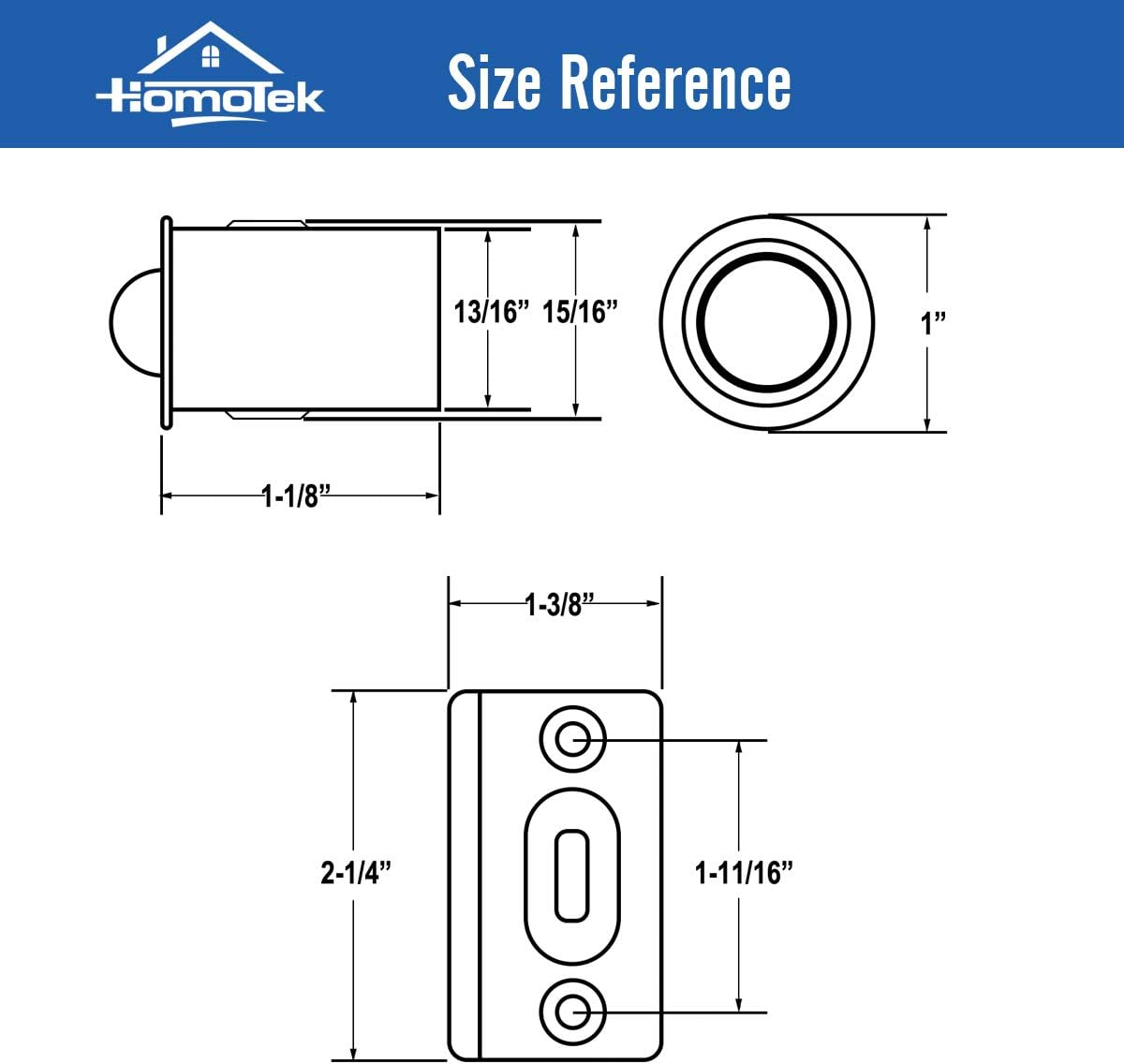 4 Pack Drive in Ball Catch with Strike Plate for Closet Doors, Black, 13/16 Inch x 1-1/8 Inchs,Die-cast, Adjustable Tension Ball