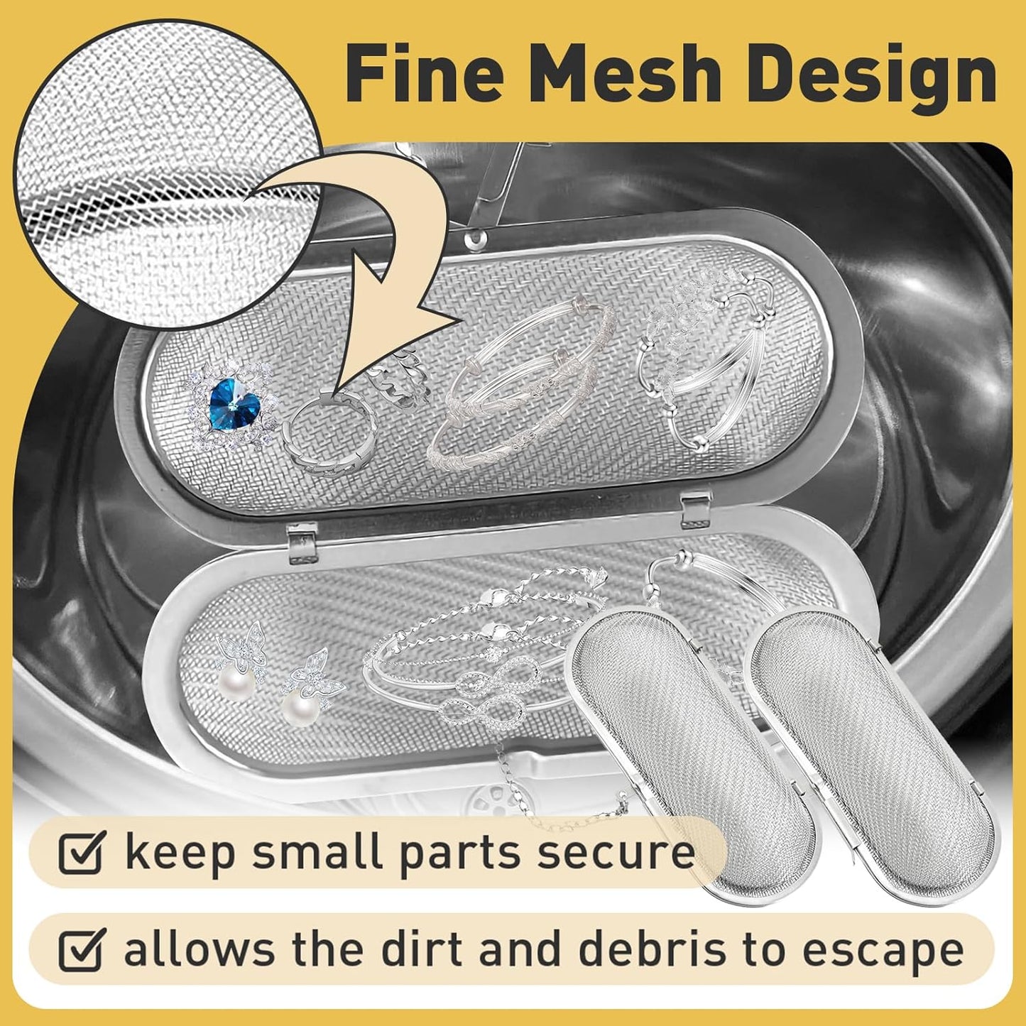 Ultrasonic Cleaner Basket, Stainless Steel Basket for Ultrasonic Jewelry Cleaner, Jewelry Steam Cleaner Basket Small Parts Washing Basket for Jewelry, Watch Parts