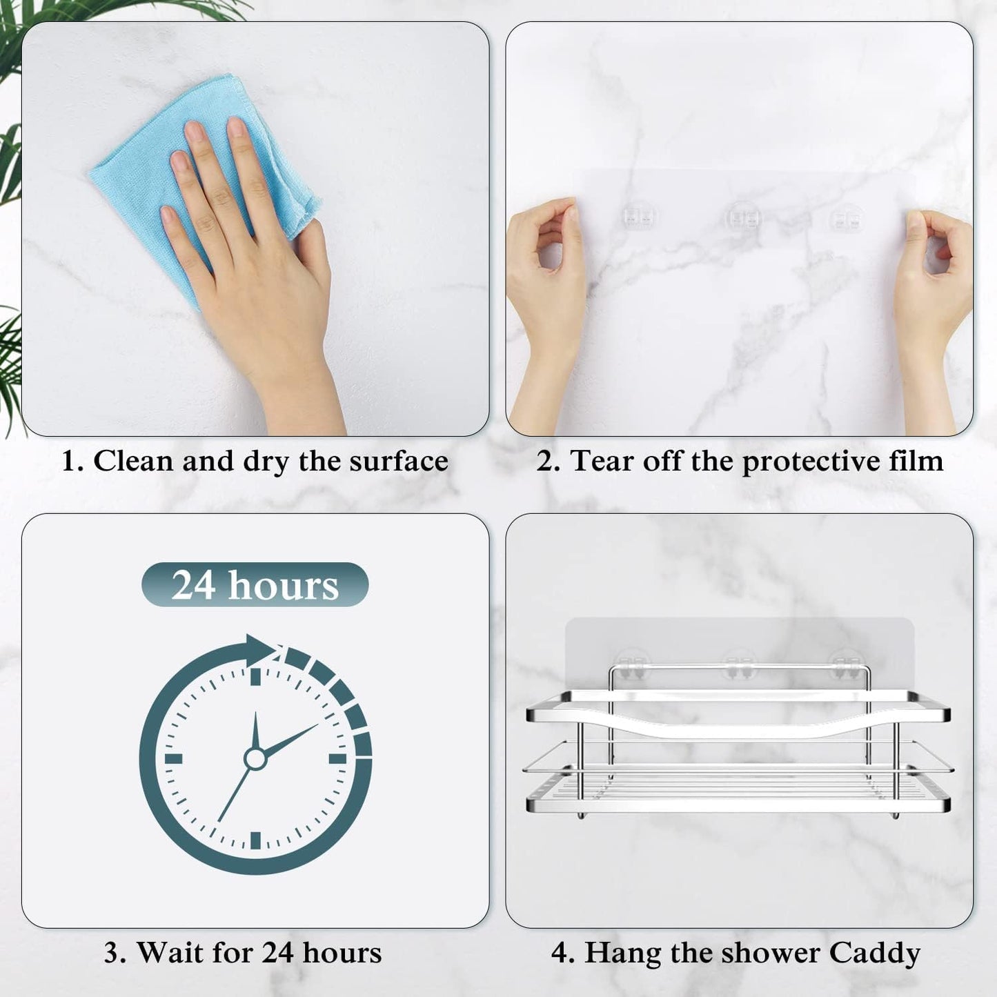 2 Pack Transparent Shower Caddy Adhesive for Replacement, No Drilling , Soap Holder, Bathroom Storage Shelves and Kitchen Racks