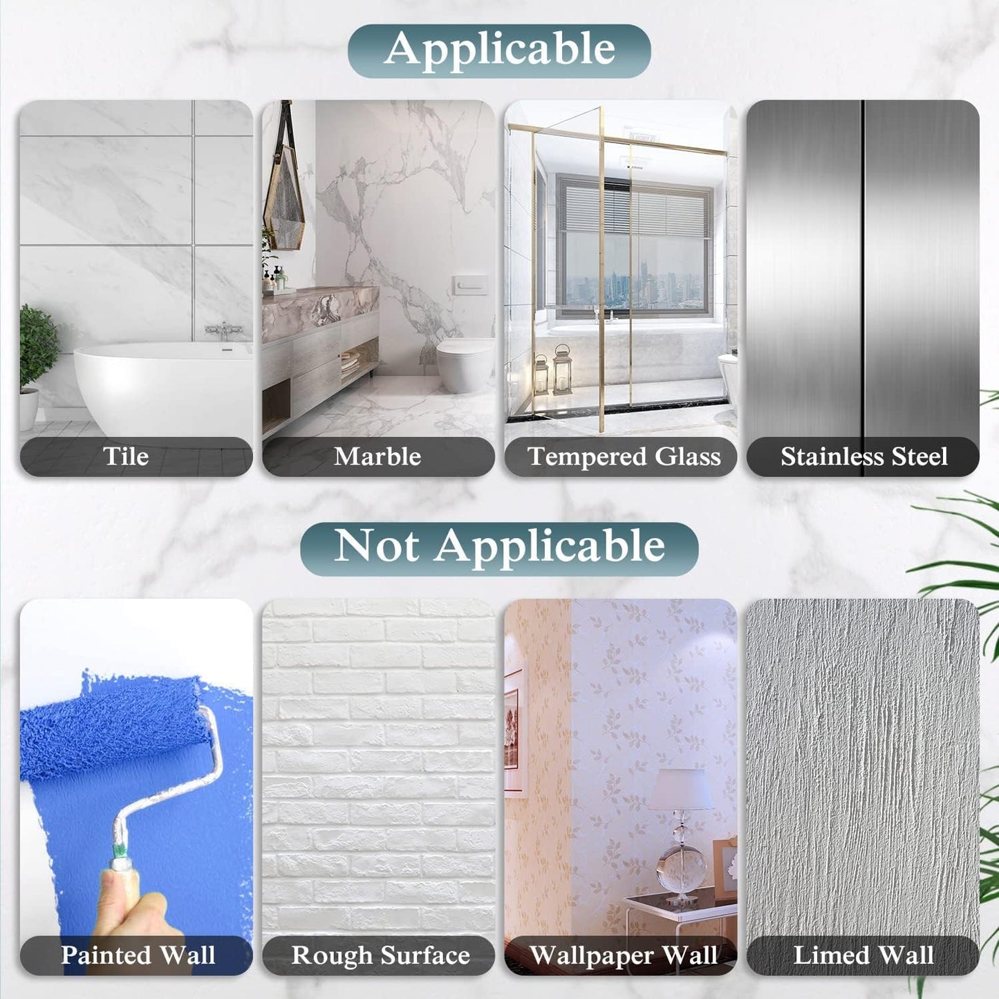 2 Pack Transparent Shower Caddy Adhesive for Replacement, No Drilling , Soap Holder, Bathroom Storage Shelves and Kitchen Racks