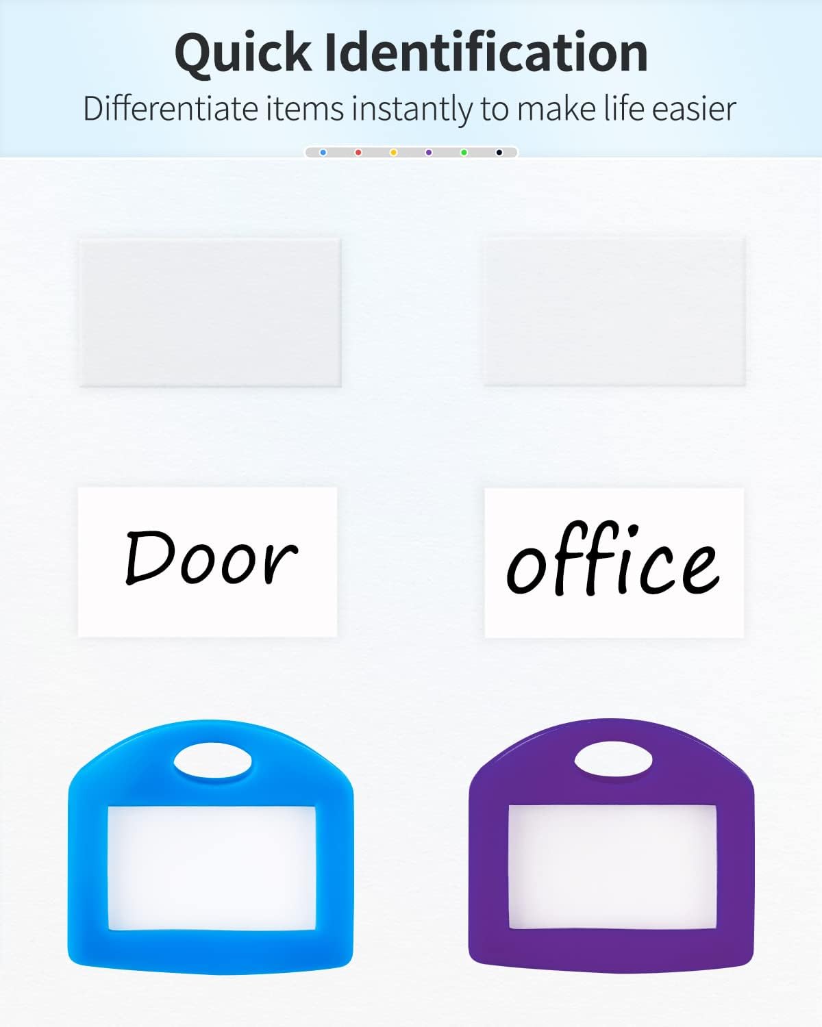 24 Pcs Key Covers Caps 1 Inch Key Covers Protectors with Blank Paper Labels and Clear Windows Soft Key Identifiers for Standard Regular Thin Flat House Keys (Not for Odd-Shaped), 6 Colors