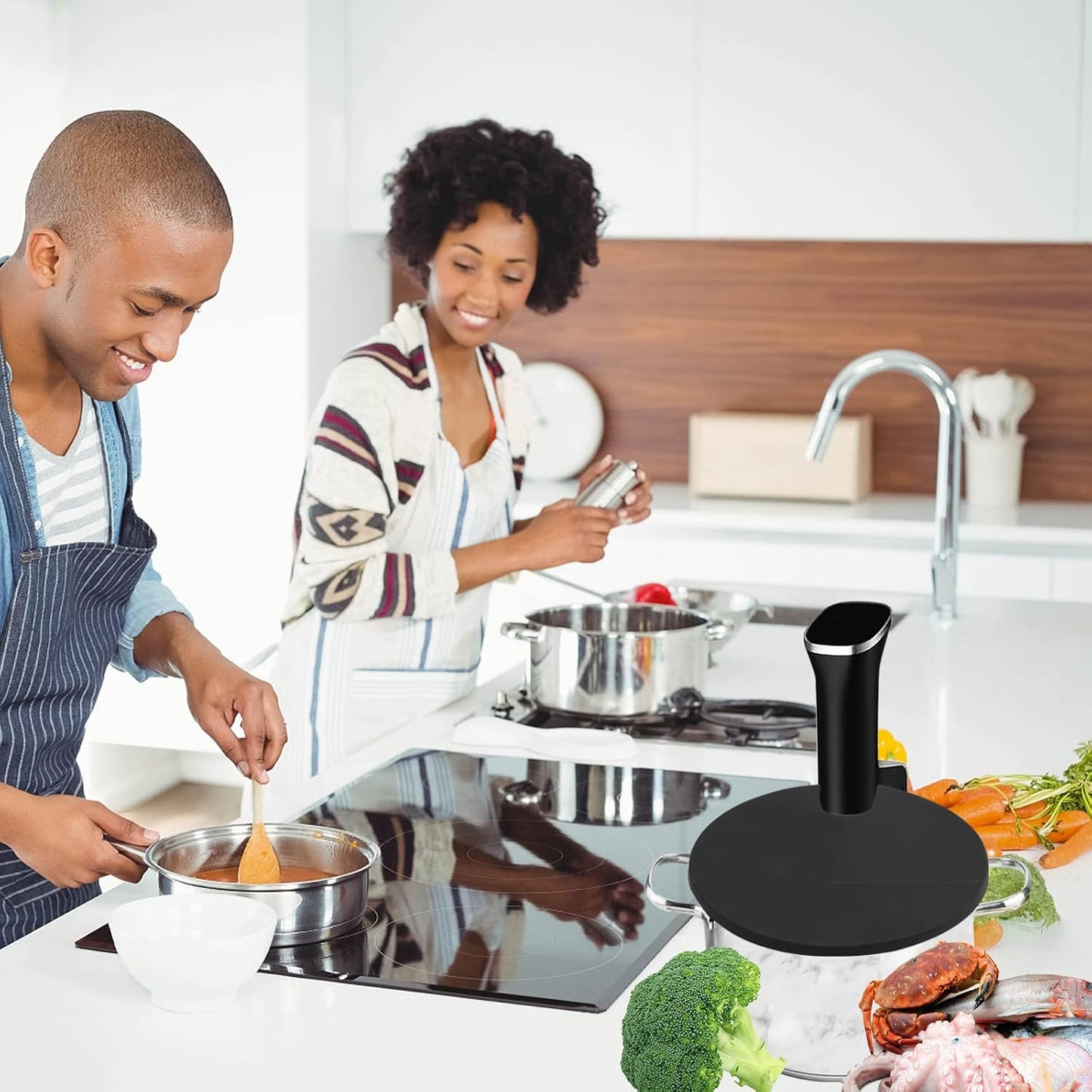 Sous vacuum and Vide Lid Cooking Sous vacuum and Vide Cooker Fits Up to 10.5" Pot, Prevent Water Evaporation and Retain Flavor for Stock (black)