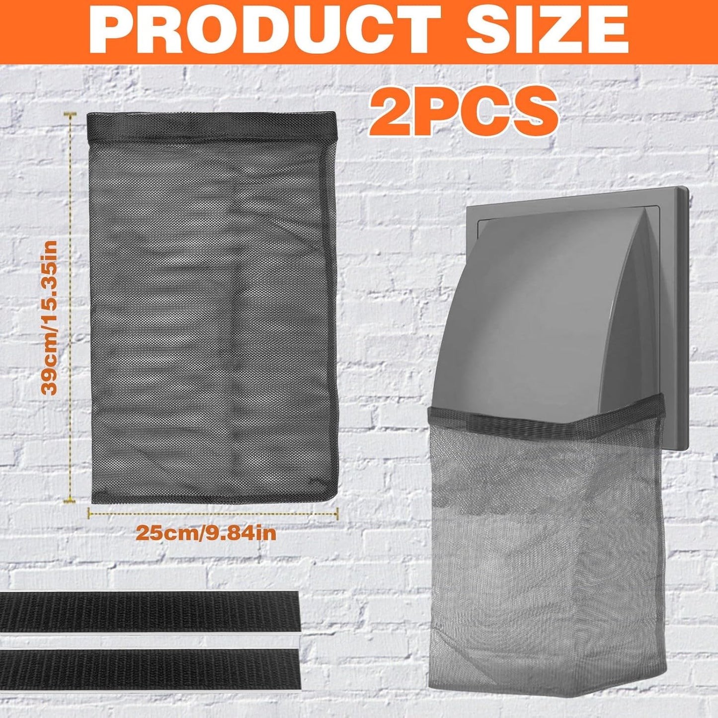 2Pcs Dryer Vent Lint Bags Lint Traps, Dryer Lint Trap Dryer Lint Catcher Lint Bag for Outdoor Dryer Vent, 15.35 X 9.84 Inch Exterior Dryer Vent Cover Capturing Lint and Dust for House(Black)