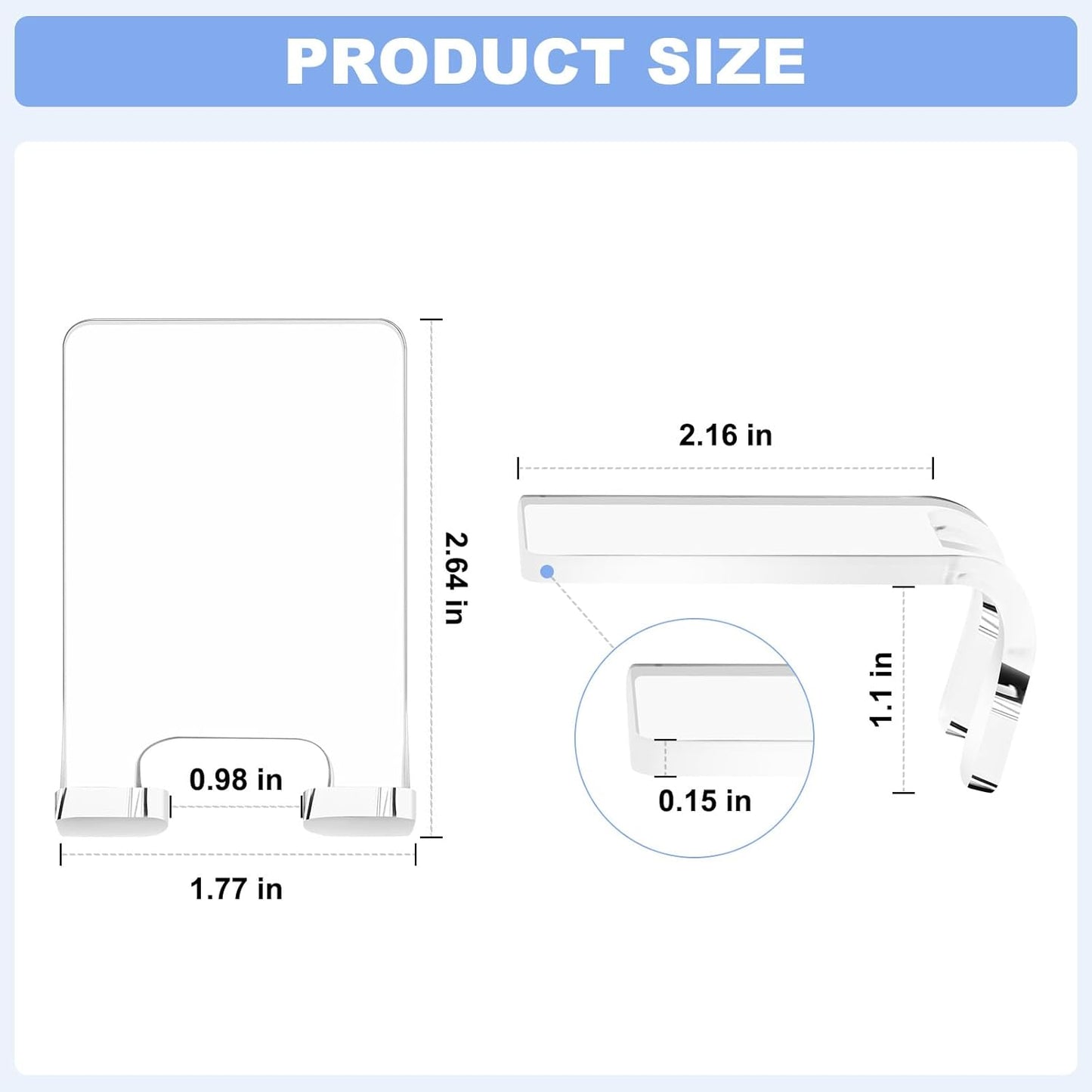 Adhesive Razor Holder, Wall Mount Shower Razor Hooks for His and Hers, Acrylic, Waterproof, Clear, 2 Pcs