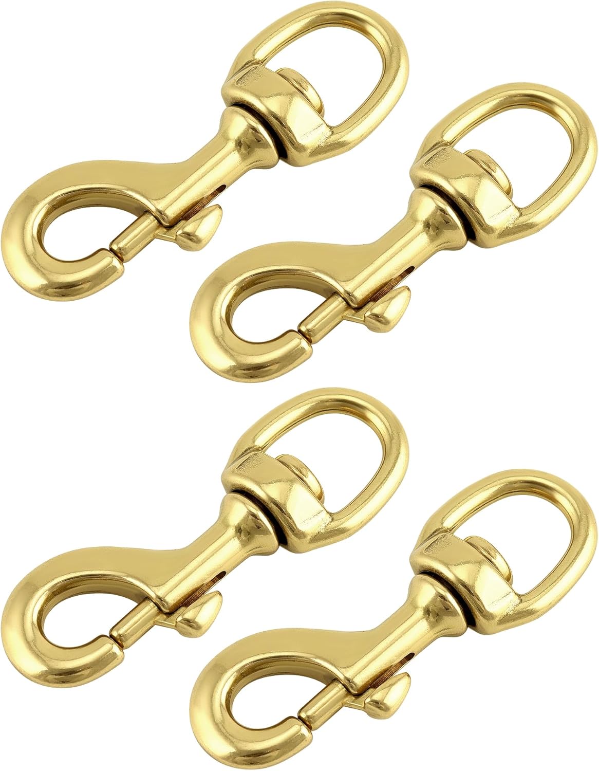Flag Clip Swivel Spring Hook, 4 Pack Flag Pole Clips, Heavy Duty Brass Swivel Snap Hooks with Swivel Eyelet, for Diving, Dog Leash, Ropes, Flag Pole, Leather Crafts, Pet Collar