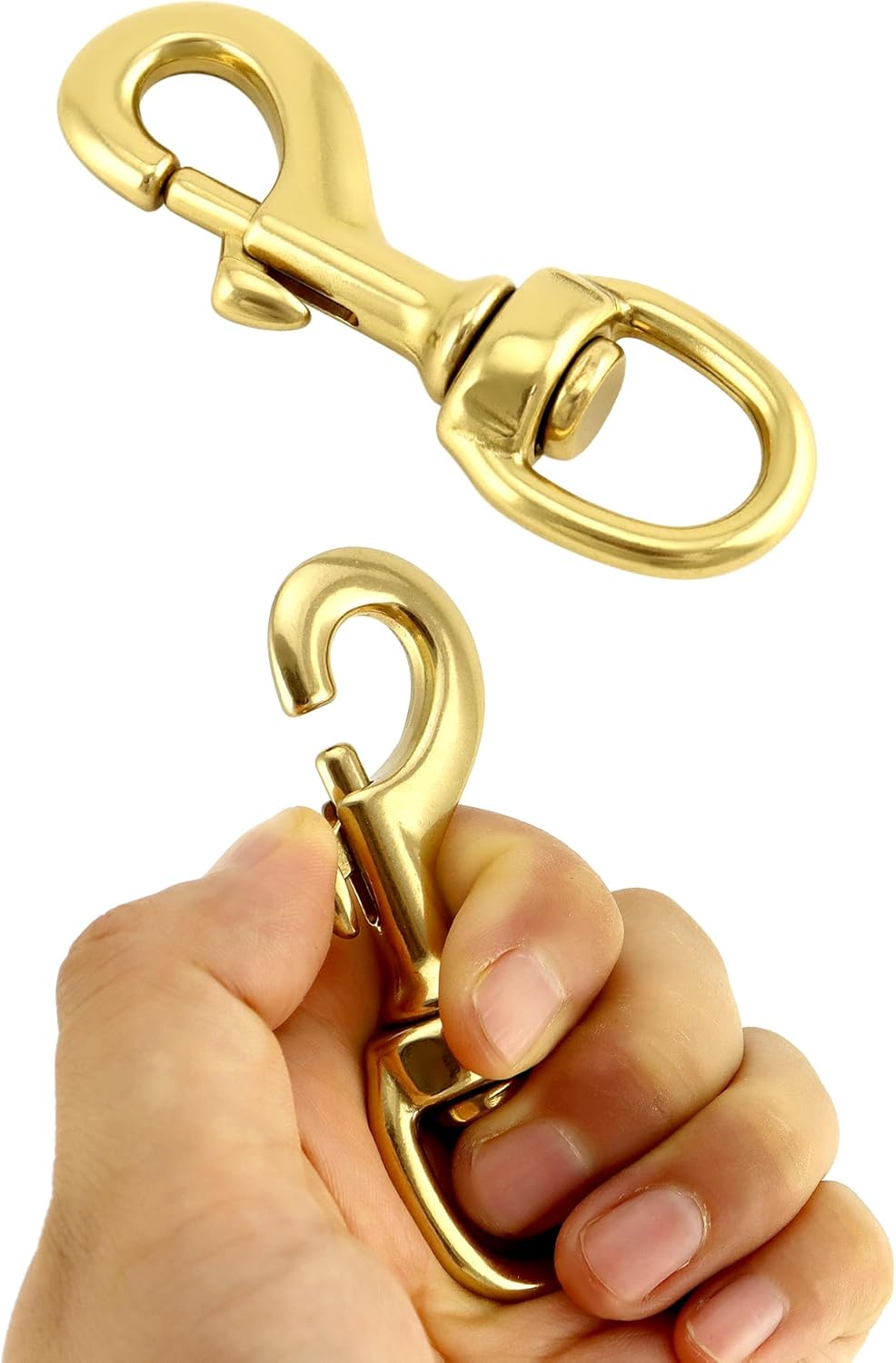 Flag Clip Swivel Spring Hook, 4 Pack Flag Pole Clips, Heavy Duty Brass Swivel Snap Hooks with Swivel Eyelet, for Diving, Dog Leash, Ropes, Flag Pole, Leather Crafts, Pet Collar
