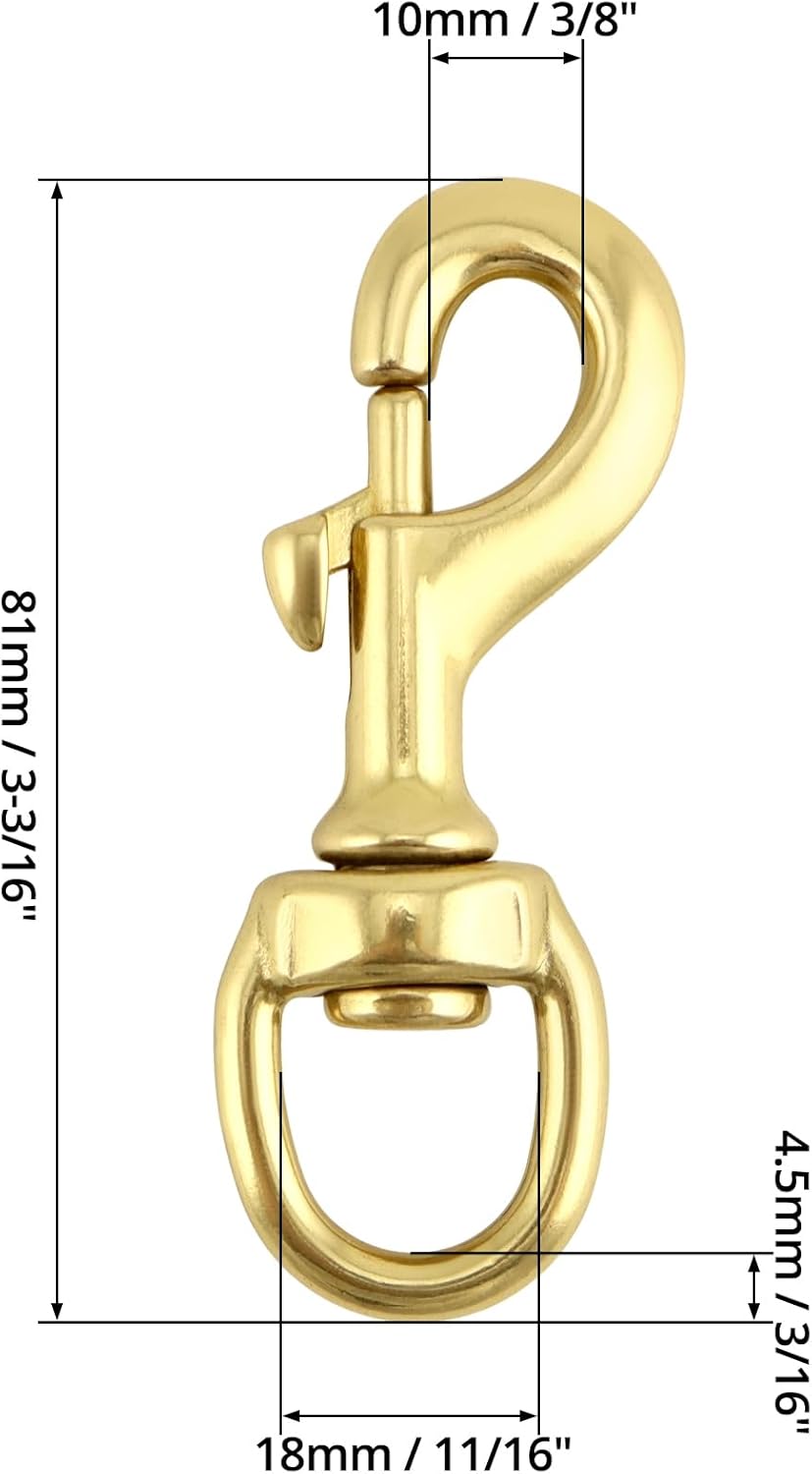 Flag Clip Swivel Spring Hook, 4 Pack Flag Pole Clips, Heavy Duty Brass Swivel Snap Hooks with Swivel Eyelet, for Diving, Dog Leash, Ropes, Flag Pole, Leather Crafts, Pet Collar