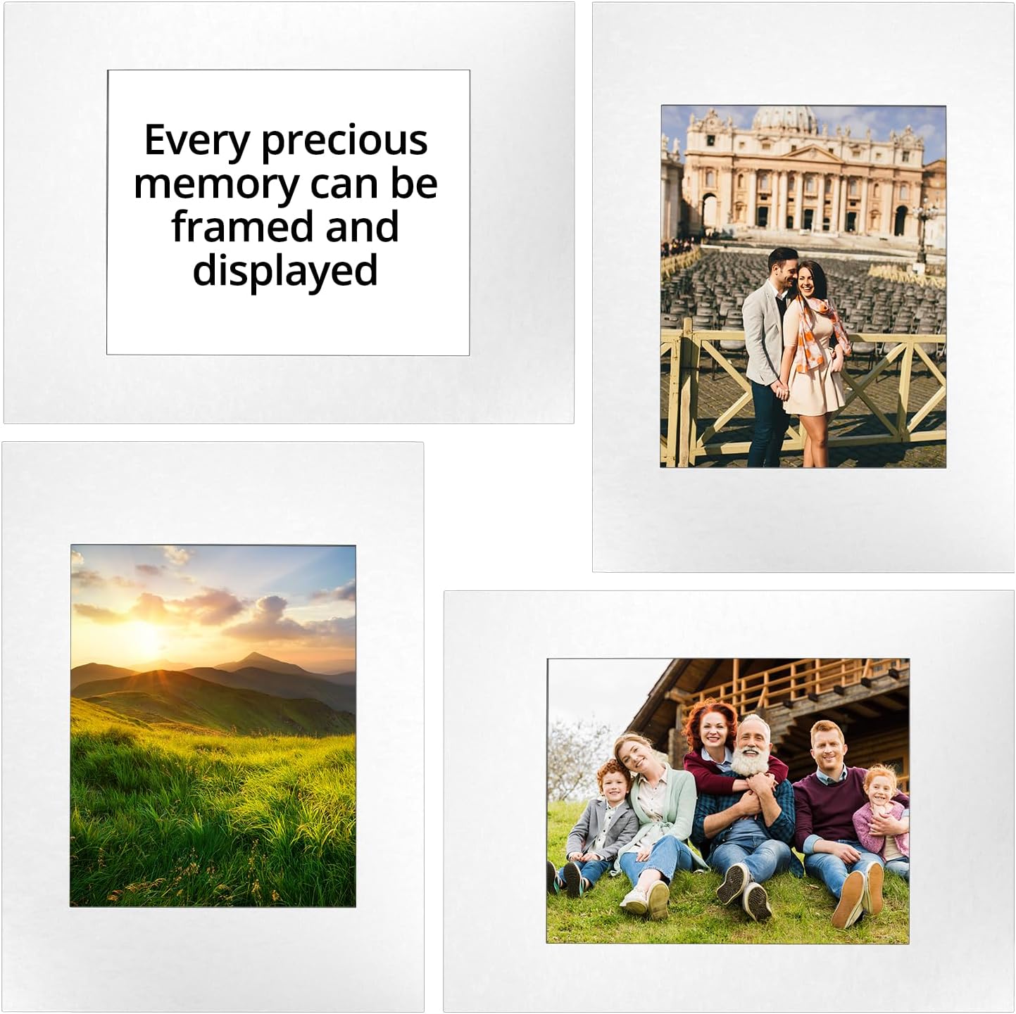 12x16 Picture Mats Cut for 8x10 Photo, 10 Pack White Double Mat Picture Matboard - Pre-Cut Mat Board Show, Bevel Cut Matte to Display Art Family Photos, Show Kits, Art, Picture Framing,