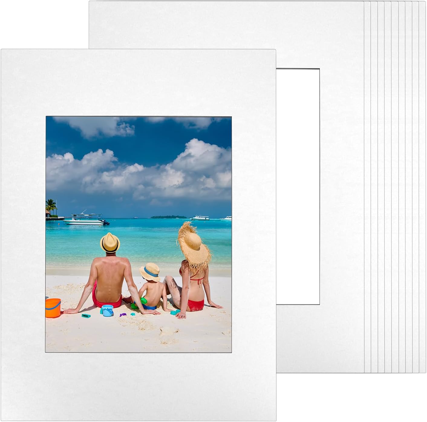 12x16 Picture Mats Cut for 8x10 Photo, 10 Pack White Double Mat Picture Matboard - Pre-Cut Mat Board Show, Bevel Cut Matte to Display Art Family Photos, Show Kits, Art, Picture Framing,