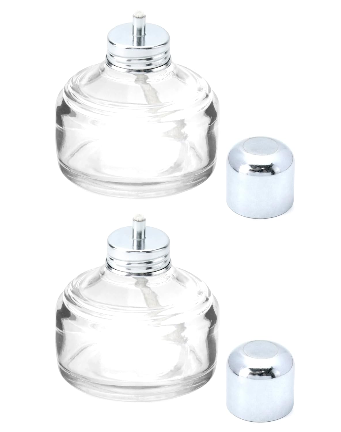 Alcohol Lamp, 2 Pack 120ml Glass Laboratory Alcohol Burner Lamp, Lab Equipment Heating Bottle with Cotton Wick and Metal Cap, for Science Experiments, Fuel Not Included