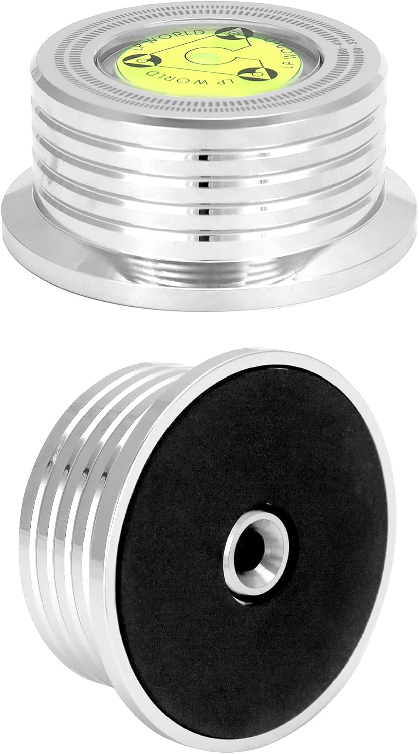 Record Weight Phono Disc Stabilizer, 60HZ Record Weight Stabilizer, with Bubble Leveling (60Hz, Silver)