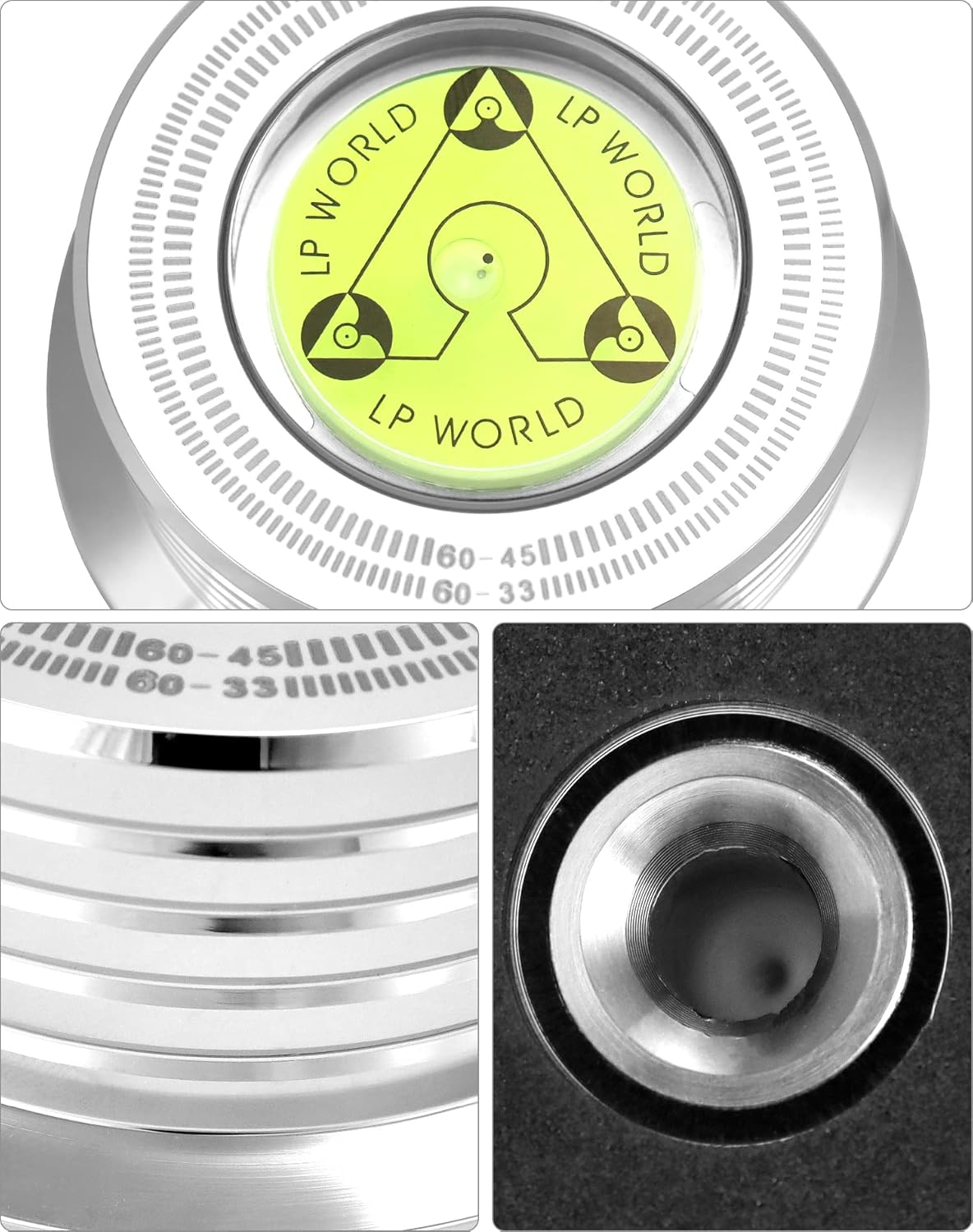 Record Weight Phono Disc Stabilizer, 60HZ Record Weight Stabilizer, with Bubble Leveling (60Hz, Silver)
