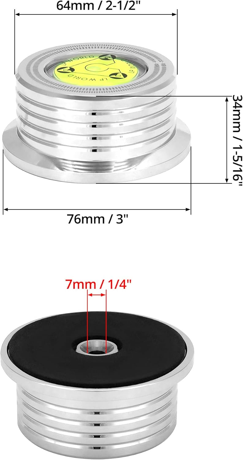 Record Weight Phono Disc Stabilizer, 60HZ Record Weight Stabilizer, with Bubble Leveling (60Hz, Silver)