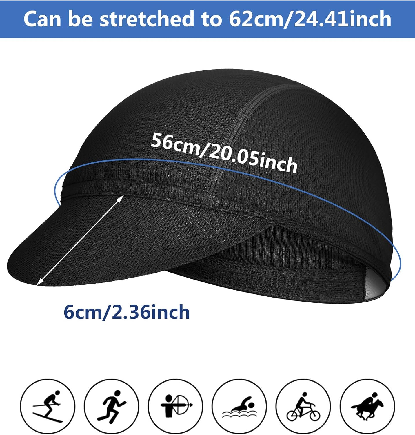 4 Pieces Summer Unisex Cycling Cap Breathable Bicycle Caps Sweat-Absorbing Biking Caps for Women Men Running Outdoor Sports