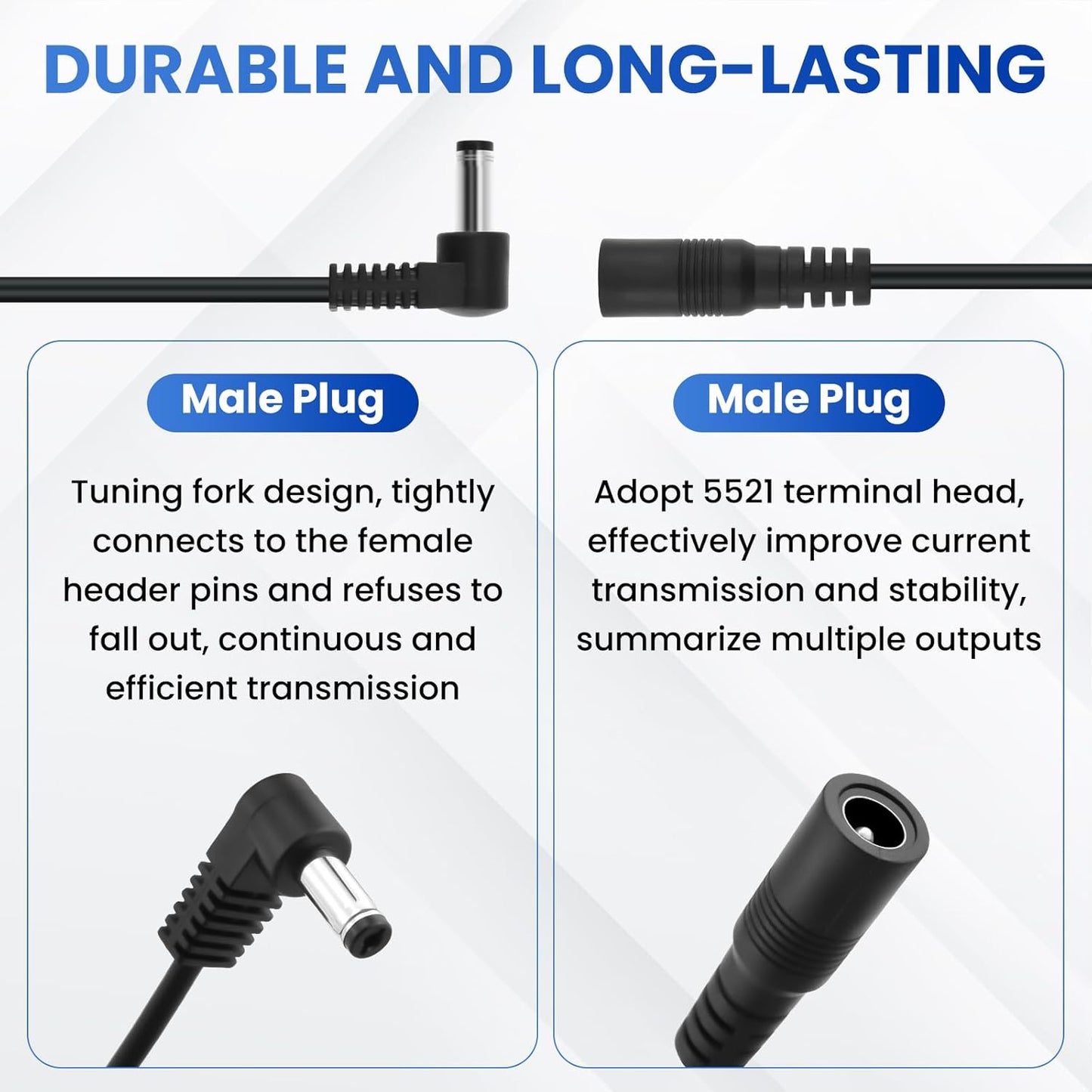 2Pcs Guitar Pedal Effect Power Cable, 1 to 2 Way and 1 to 3 Way Daisy Chain, Guitar Effect Pedal Powers Supply Splitter for DC 9V Guitars Pedals Power Supply Adapter Plug