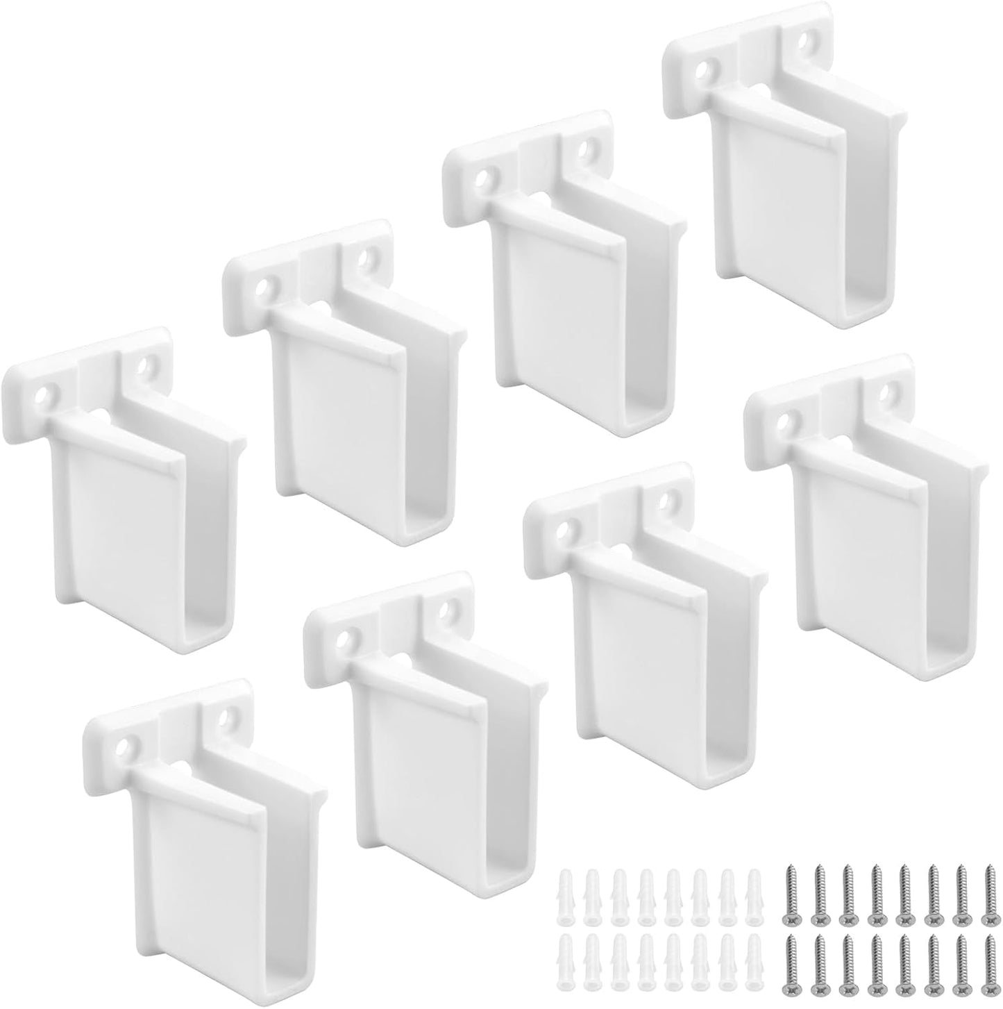 8 Pcs Wire Shelf End Bracket, White Wall Mount Closet Shelves Brackets, Wire Shelf Corner Support Bracket with Screws & Expansion Anchors for Shelves Closet