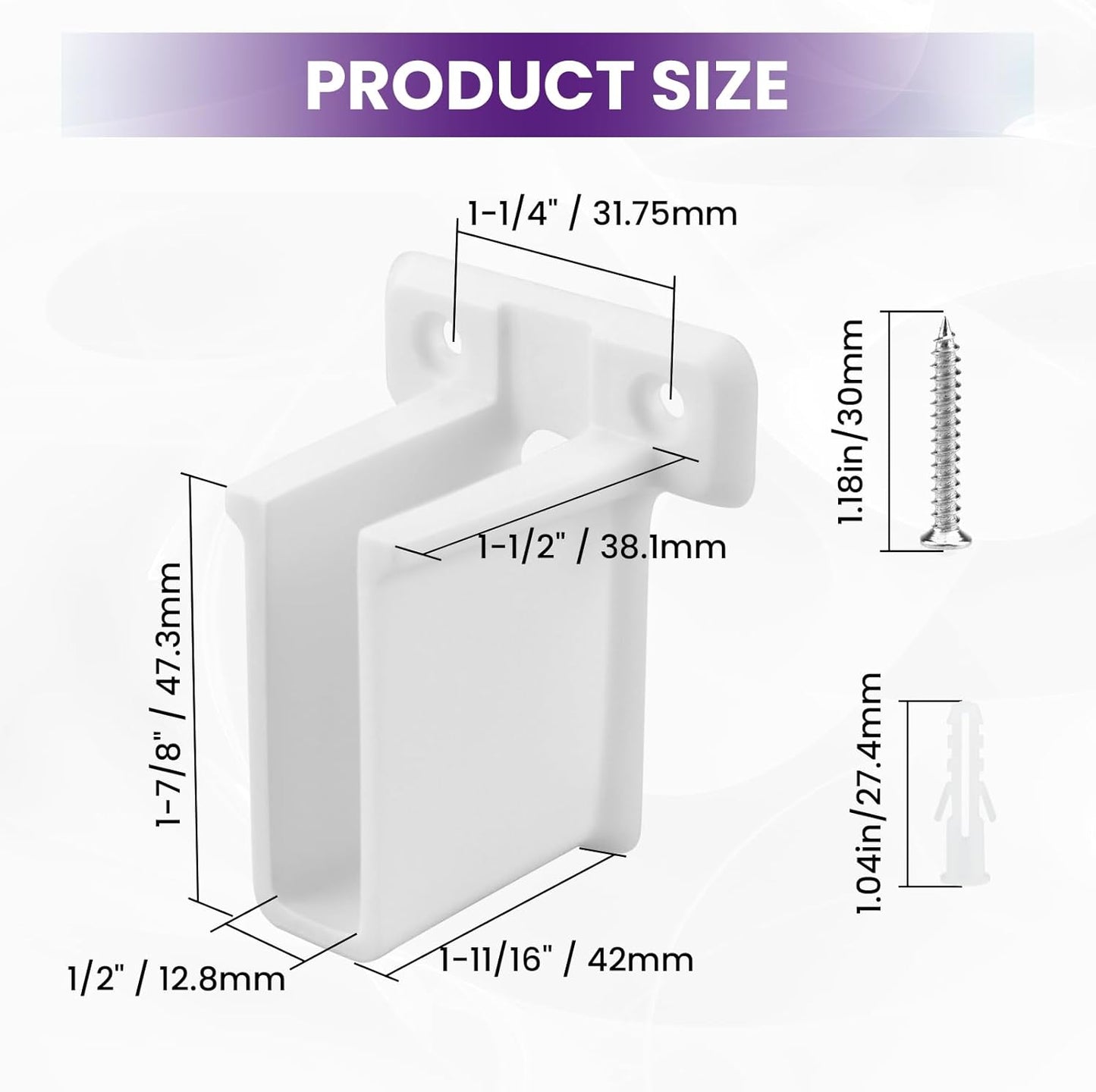8 Pcs Wire Shelf End Bracket, White Wall Mount Closet Shelves Brackets, Wire Shelf Corner Support Bracket with Screws & Expansion Anchors for Shelves Closet