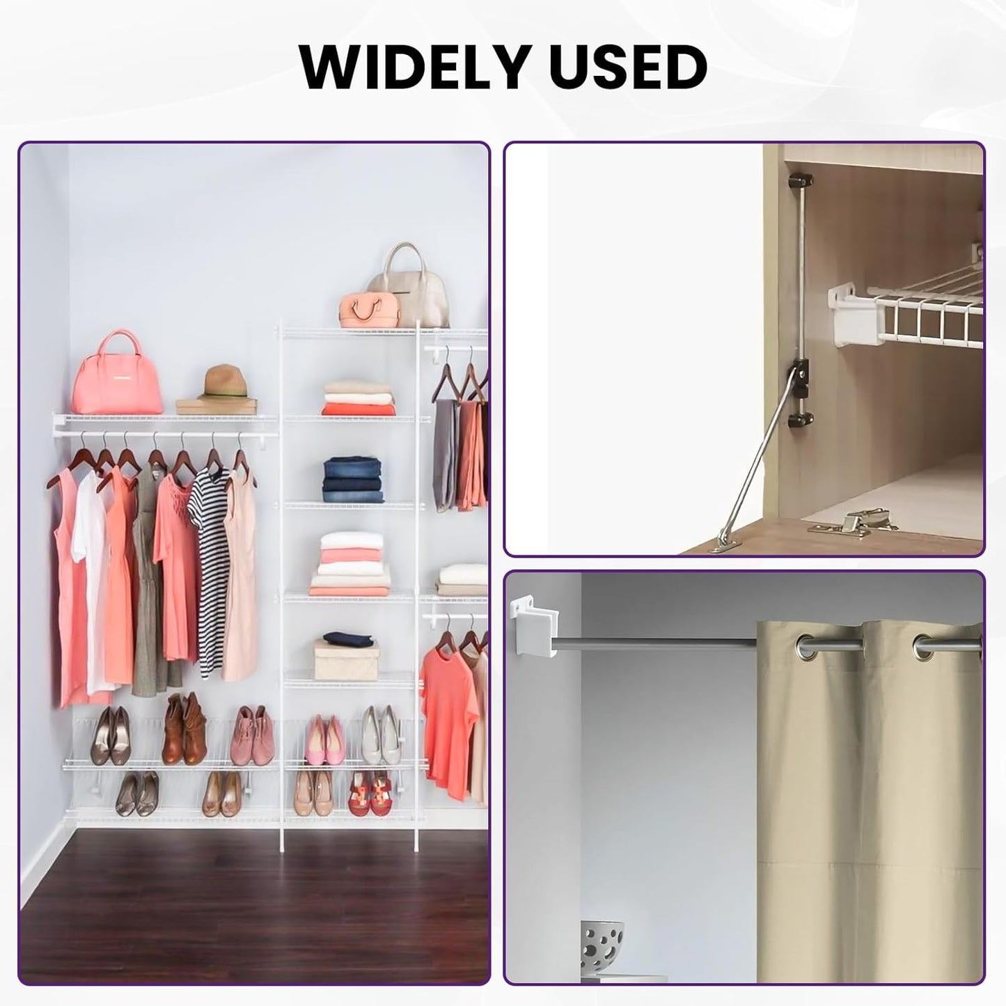 8 Pcs Wire Shelf End Bracket, White Wall Mount Closet Shelves Brackets, Wire Shelf Corner Support Bracket with Screws & Expansion Anchors for Shelves Closet