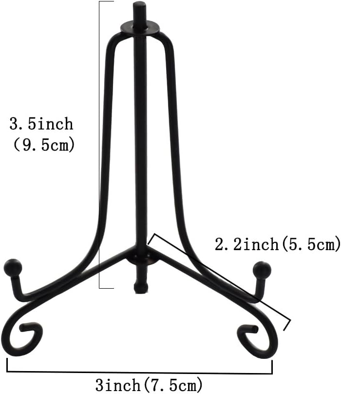 3.5 Inch Black Mini Iron Stand Cookie Holder Display Stand Place Card Holder Display Easels at Weddings, Birthday Party (4 pack)