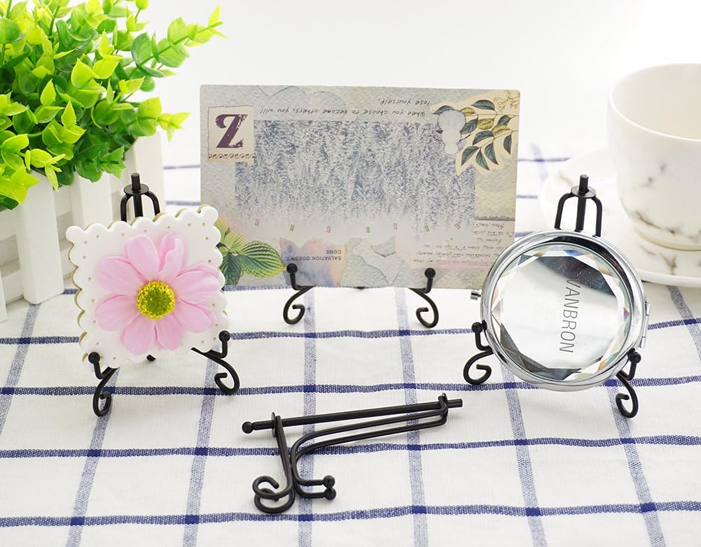 3.5 Inch Black Mini Iron Stand Cookie Holder Display Stand Place Card Holder Display Easels at Weddings, Birthday Party (4 pack)