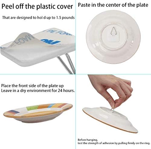 1.25 Inch Invisible Adhesive Plate Hanger Set Vertical Plate Holders for The Wall (20 Pack)