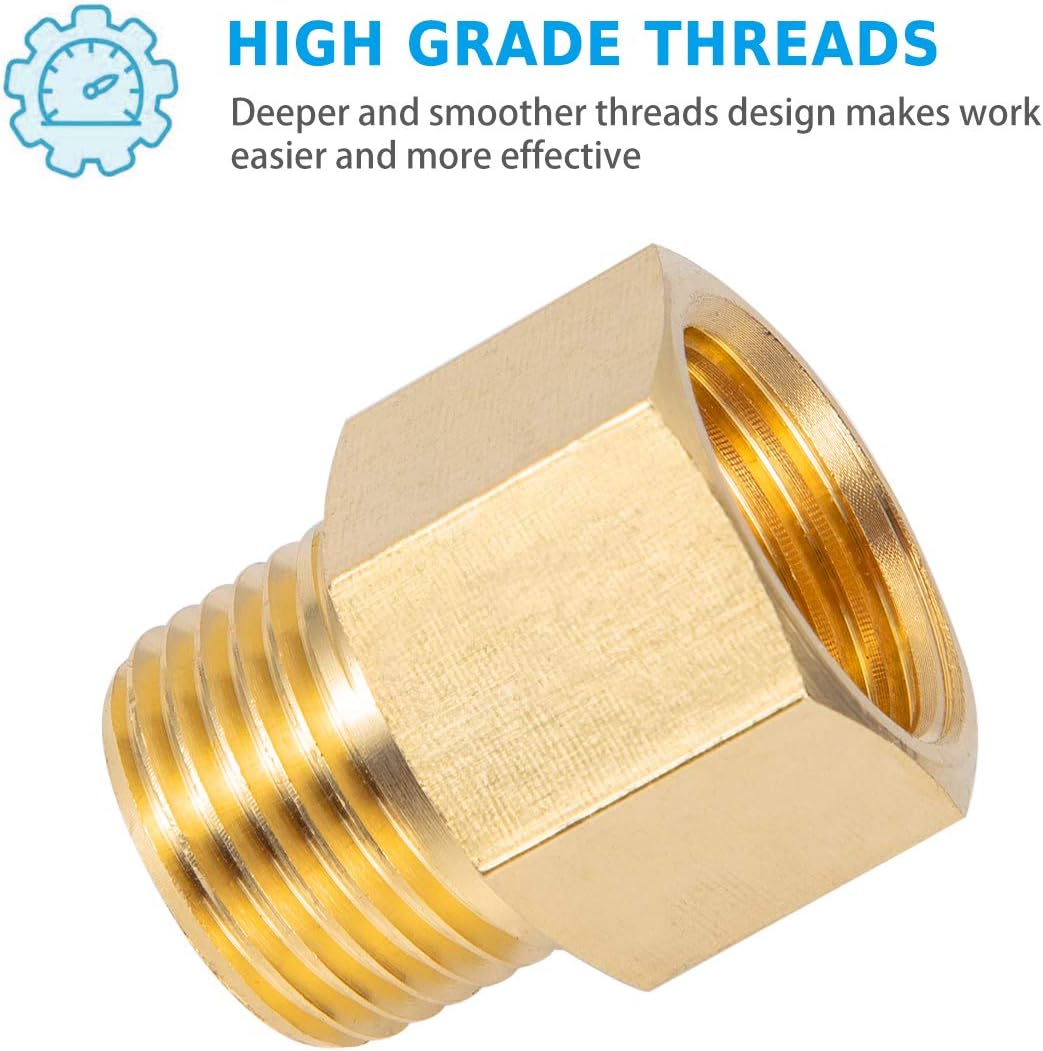 Brass Pipe Fitting Reducer Adapter1/2" NPT Female X 1/2" NPT Male Extension Connector （4-Pack）