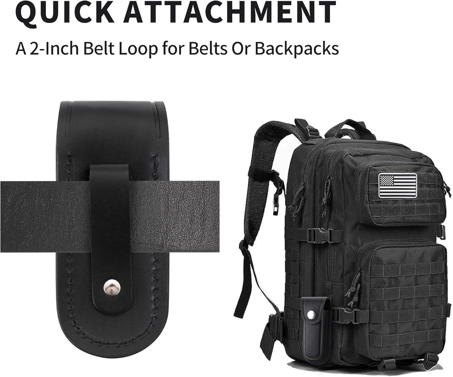 Pocket Knife Sheath, 4" Folding Pocket EDC Knife Case, Portable Pouch Knife Leather Holster with Snap Closure and Belt Loop, Accessory for Outdoor Climbing, Camping, Cycling and Hiking, Black