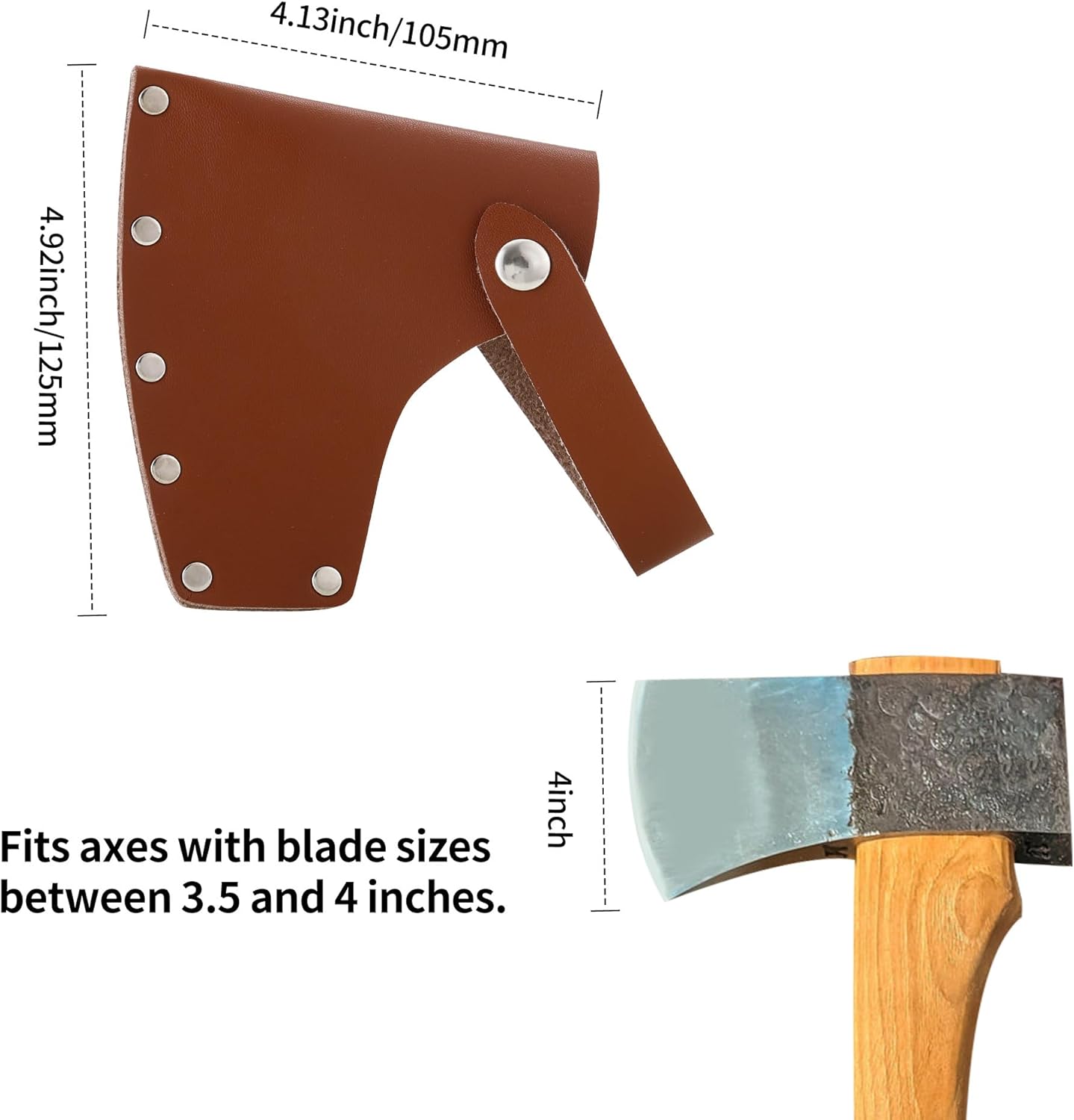 Leather Axe Sheath, Adjustable Hatchet Head Sheath, Durable Hatchet Blade Protector Case Cover Great Camping Accessories for Lumberjack Outdoors Work Essentials, Brown