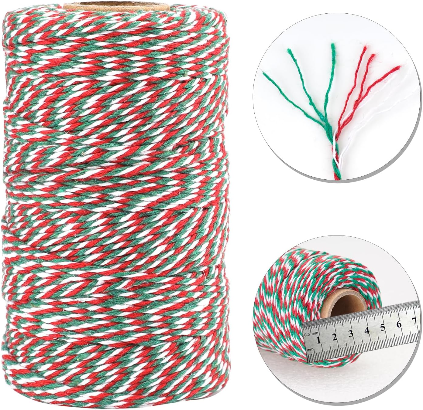 White Twine String and Red Green and White Bakers Twine String