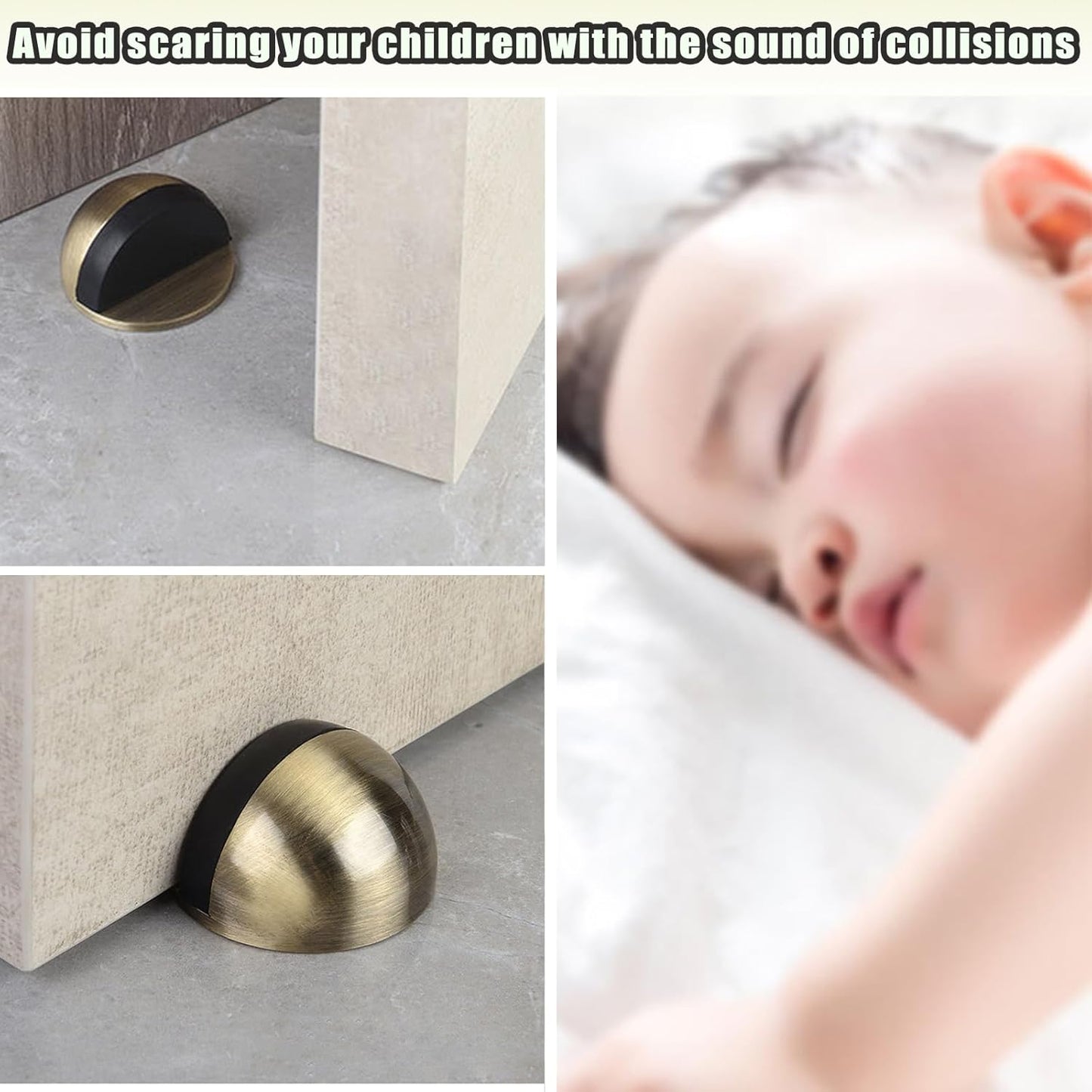 Drill-Free Floor Mounted Door Stoppers 3M Adhesive Self Adhesive Door Stoppers with Black Rubber Bumper Tips Floor Mount Half Dome Door Stopper for Office Bedroom Living Room Shower Room (Bronze-2Pcs)