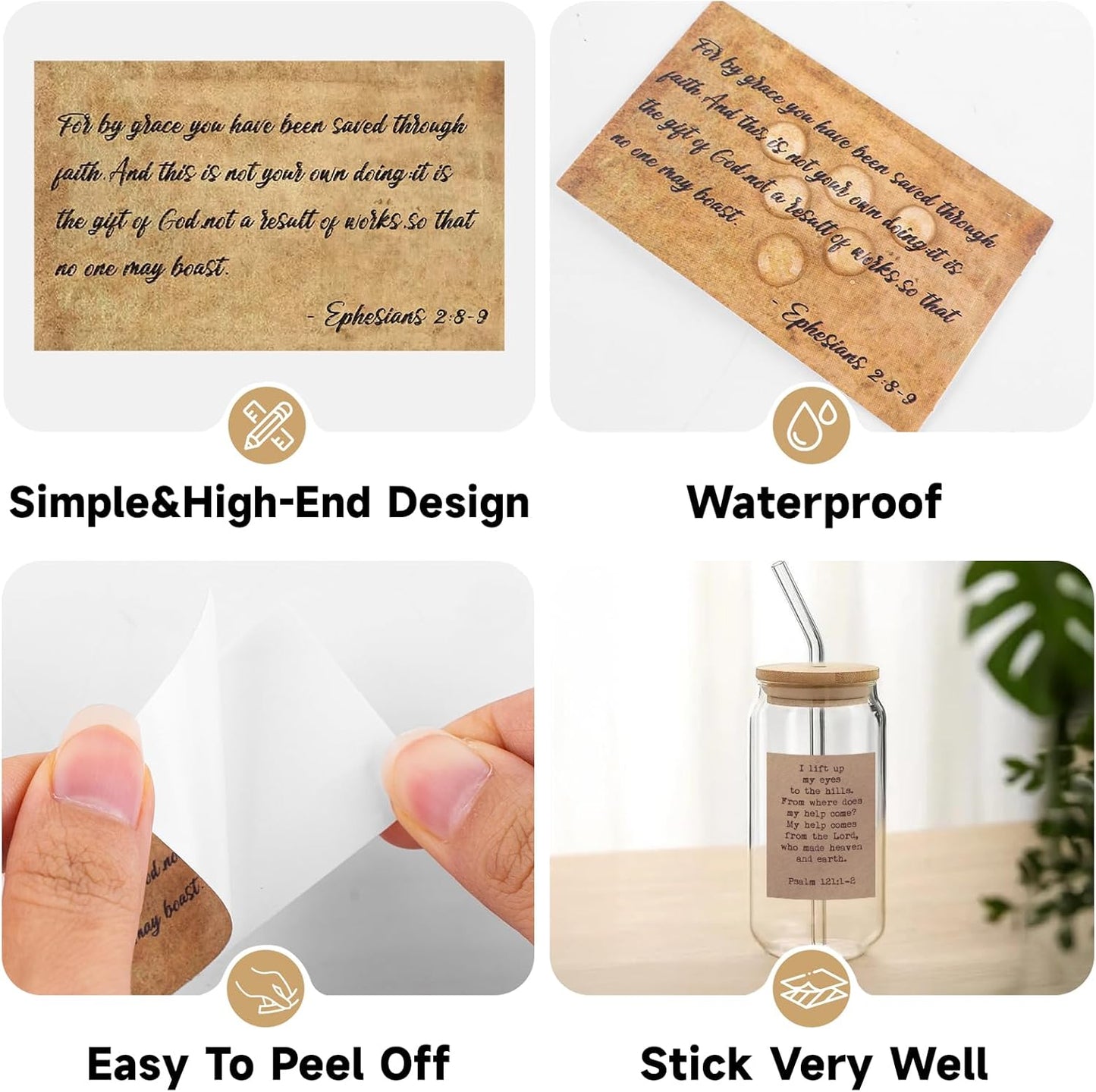 180Pcs Bible Verse Stickers - Vintage Inspirational Christian Stickers Bible Journaling Sticker Self Adhesive Religious Scripture Sticker Jesus Faith Label for Study Supply Planner(3Pcs/Each)
