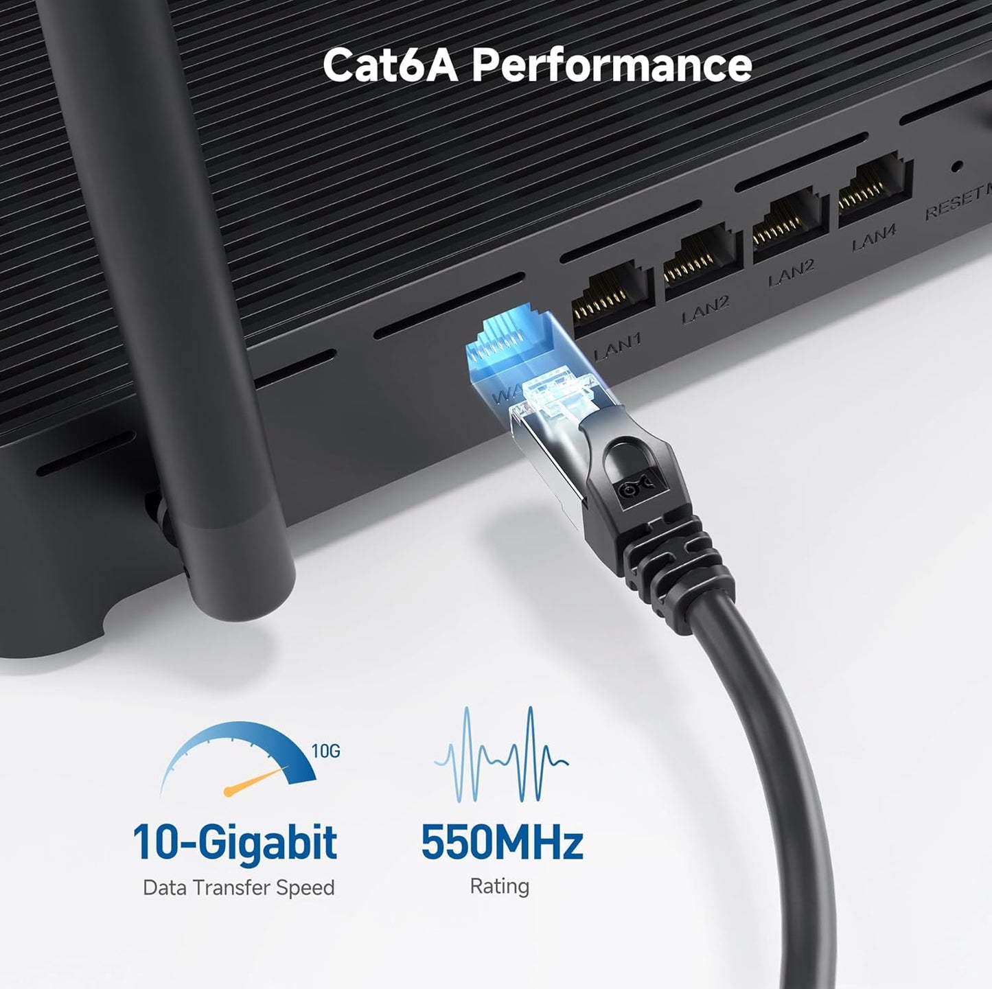 10Gbps 5-Pack Snagless Short Shielded Cat 6A Ethernet Cable - 3ft, Cat 6A Cable, Cat6A Cord, Ethernet Cord, Black
