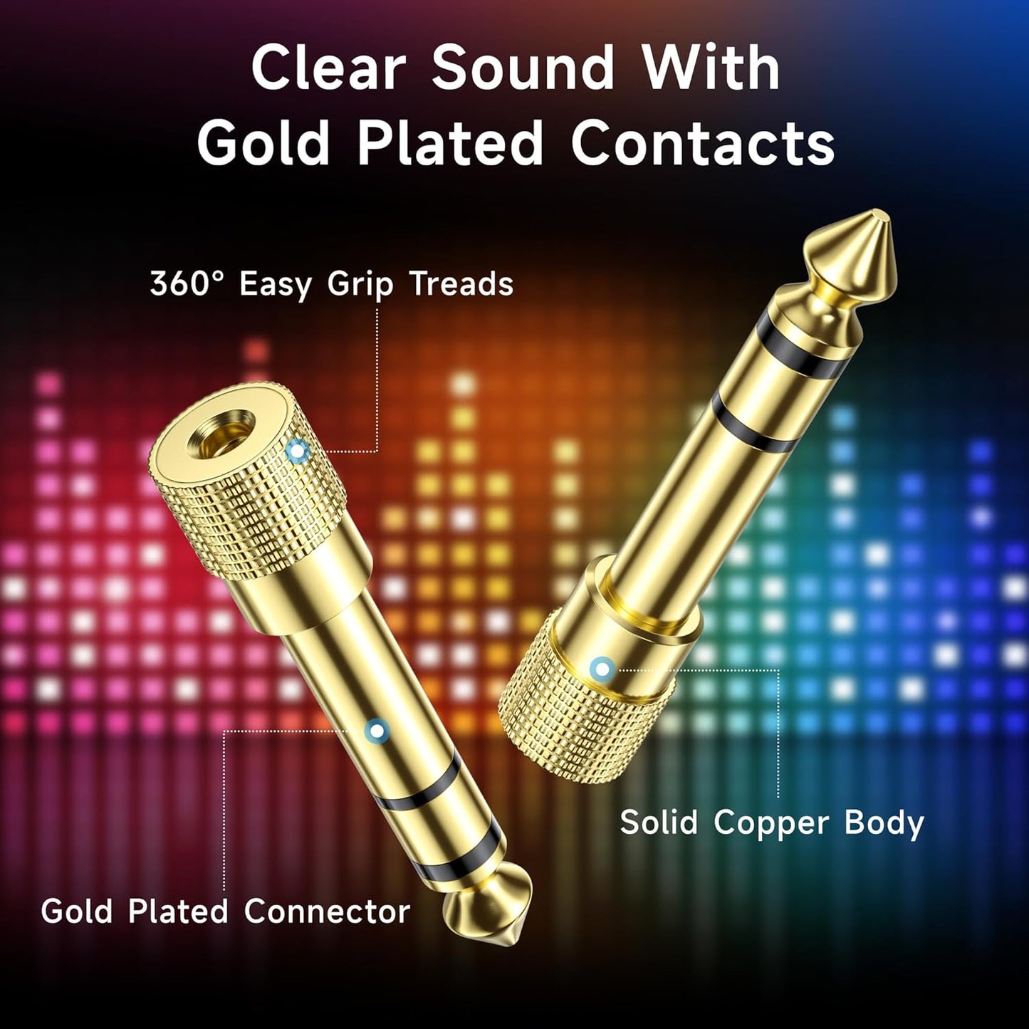 5-Pack 1/4 to 1/8 Headphone Adapter, 6.35mm to 3.5mm Adapter Male to Female, Gold Plated Stereo Headphone 3.5mm to 1/4 Converter