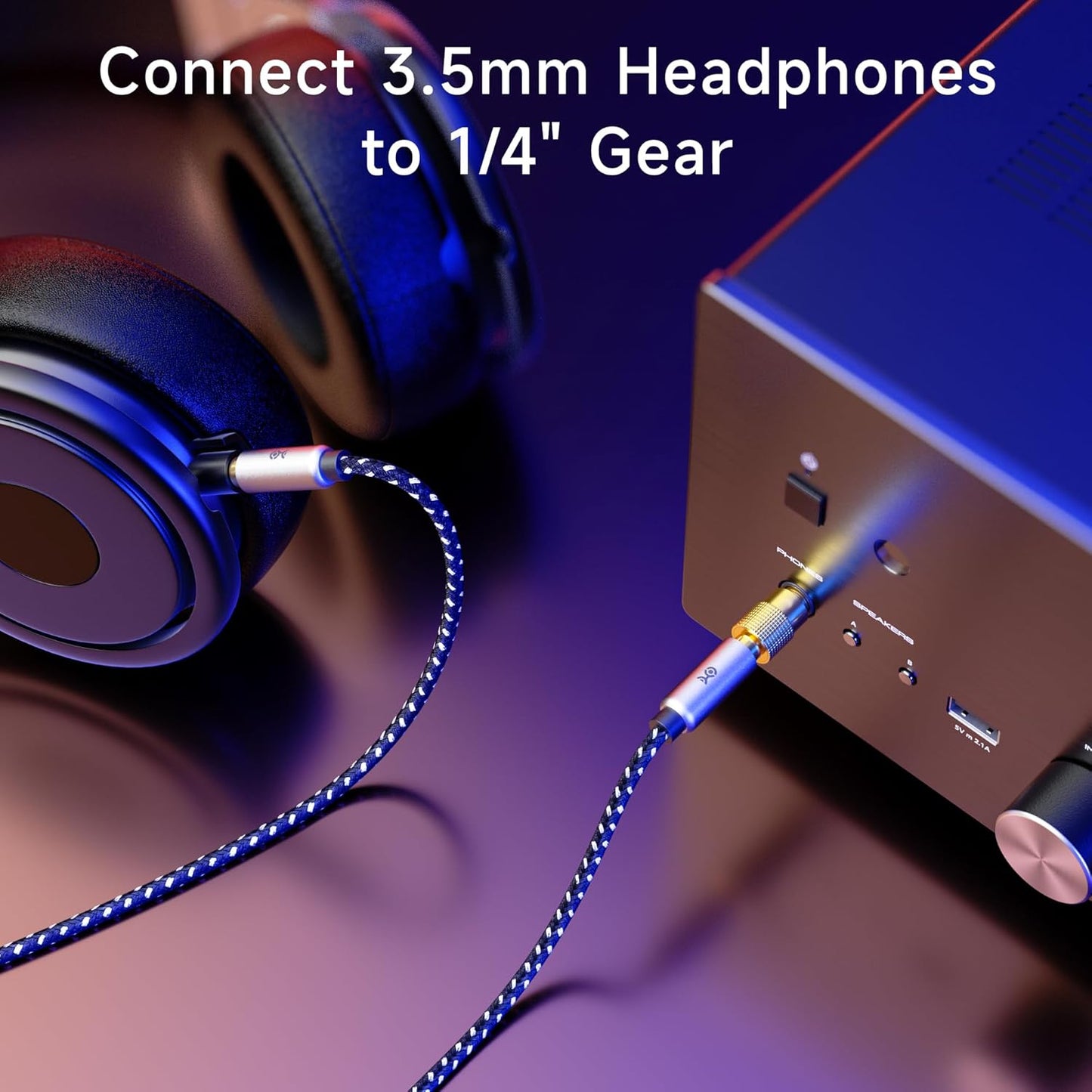 5-Pack 1/4 to 1/8 Headphone Adapter, 6.35mm to 3.5mm Adapter Male to Female, Gold Plated Stereo Headphone 3.5mm to 1/4 Converter