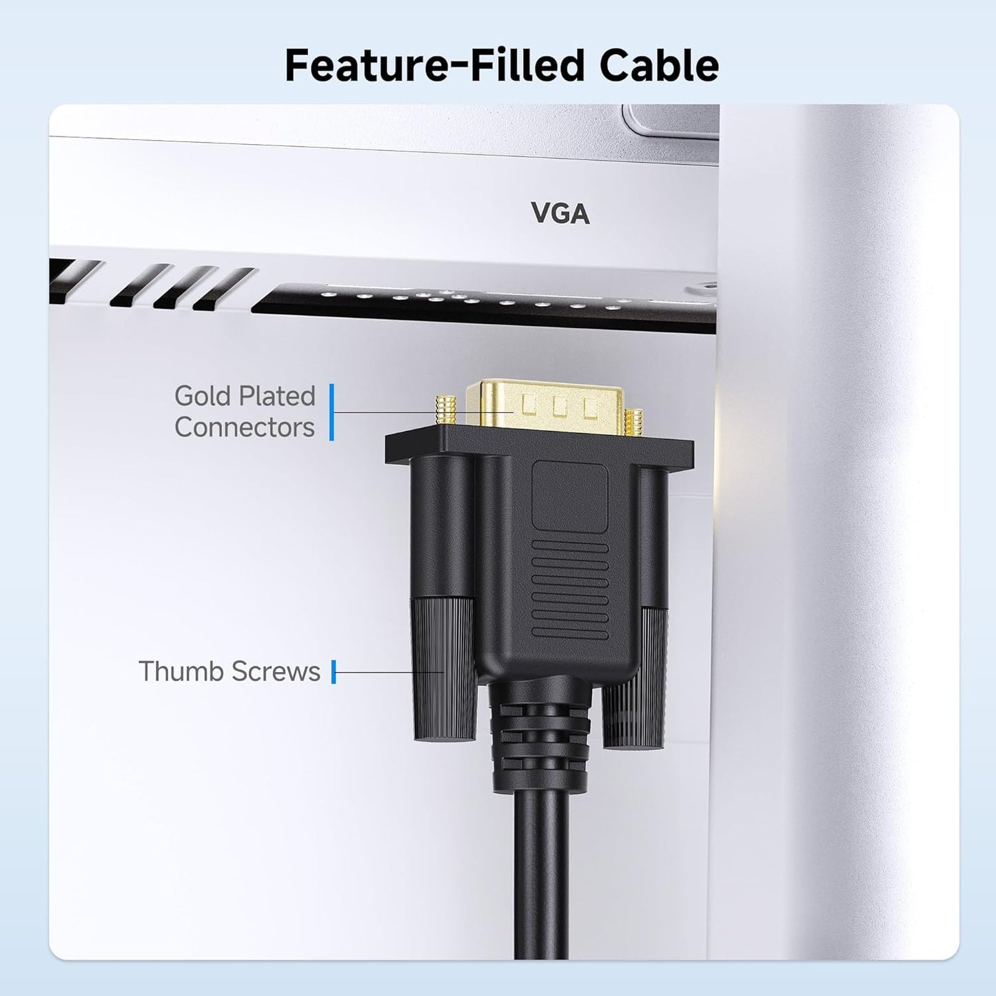 VGA Extension Cable (VGA Cable Male to Female) - 6 Feet, Not Dual Male Cord, Not for DB9/Serial Use