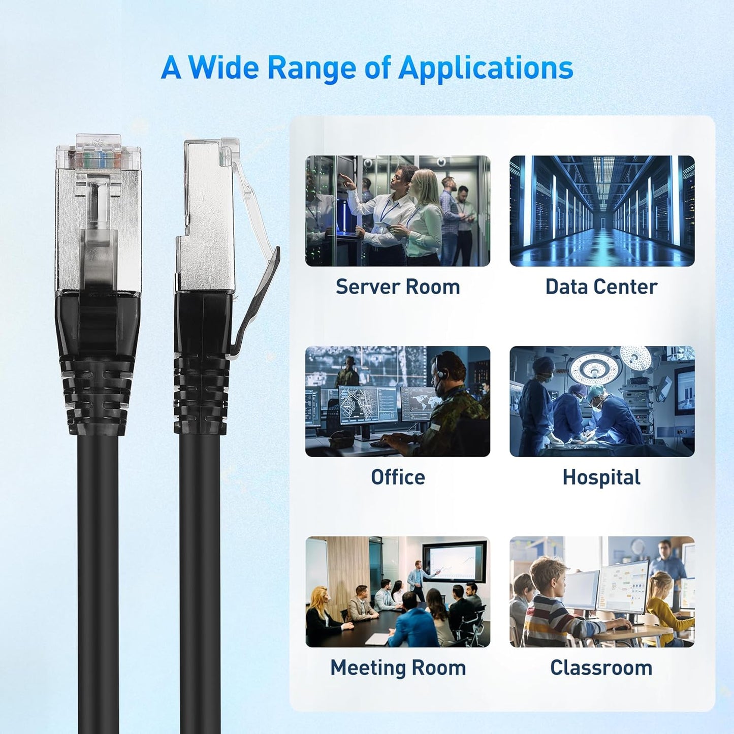 [Cat8 Certified] 2-Pack 40Gbps Shielded Cat 8 Ethernet Cable - 5ft, 2000Mhz Category 8 Ethernet Cord, Cat8 Cable for Gaming, Black