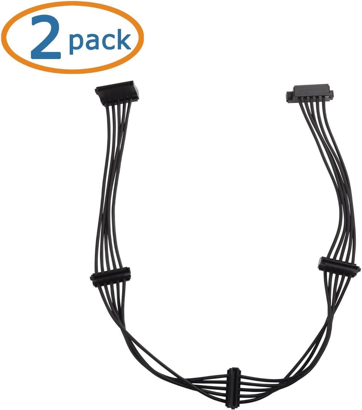 2-Pack 15 Pin SATA to 4 SATA Power Splitter Cable - 18 Inches
