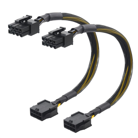 2-Pack 8 Pin PCIe Extension Cable - 10 Inches (Male to Female, NOT for Direct PSU Use), 8 Pin GPU Power Extension Cable (Not 6+2Pin)