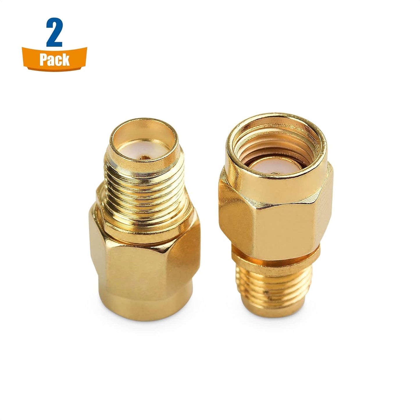 2-Pack SMA Female to RPSMA Male Adapter (SMA Male to Female Reverse Polarity Gender Changer Adapter)