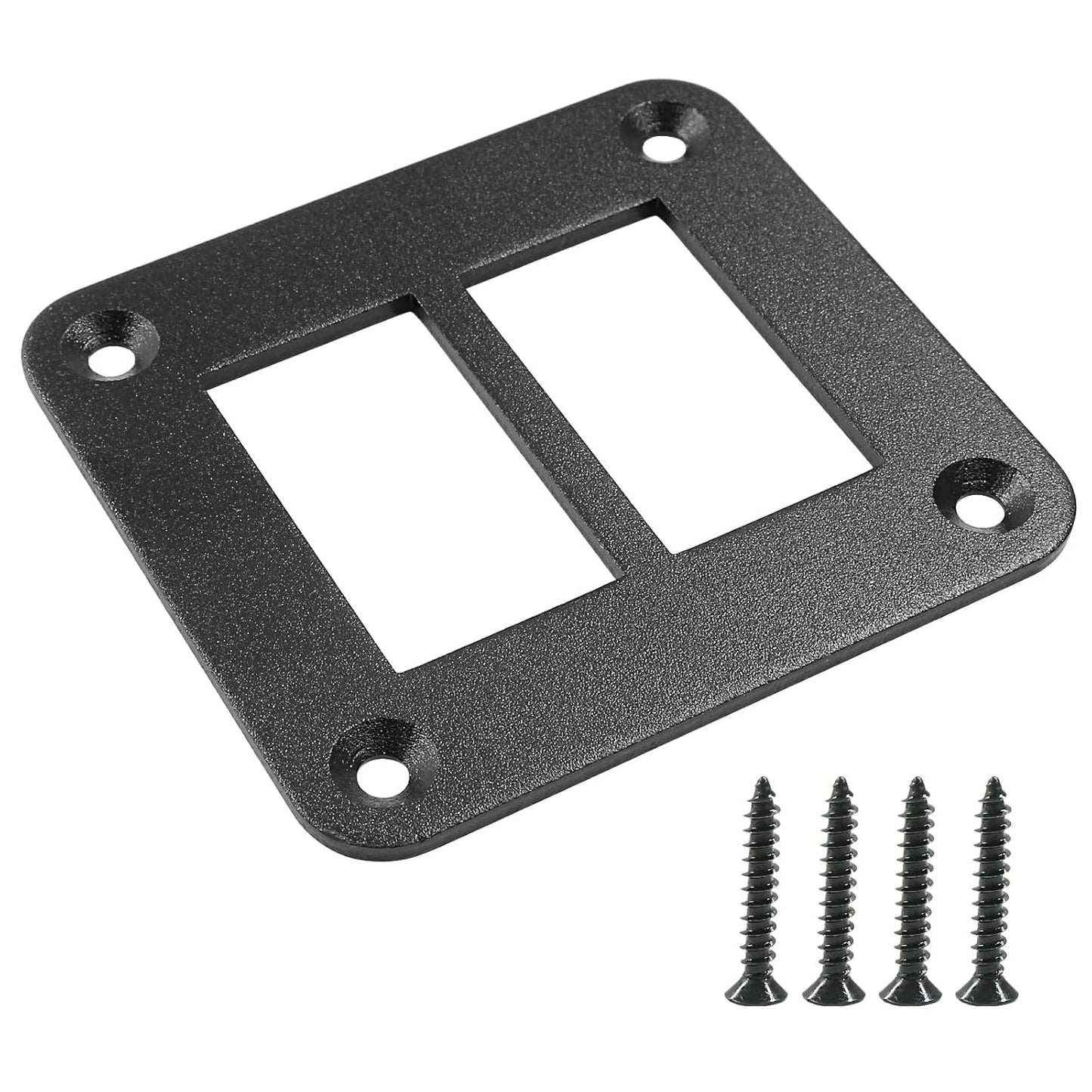 2 Gang Rocker Switch Panel Housing Holder, Rocker Toggle Switch Aluminum Housing Bracket with Screw, Black Waterproof Anodized Aluminium Panel for Car Boat Trailer RV SUV ATV UTV