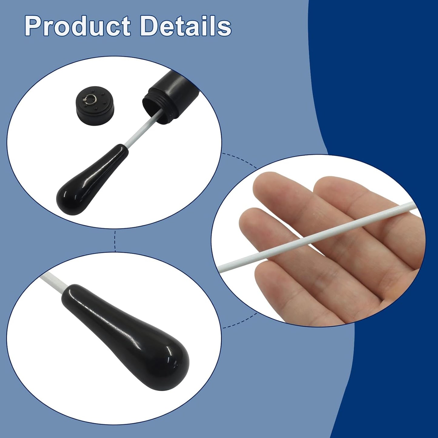Music Conducting Baton, Imitation Agate Handle Baton Lightweight Conductor Baton with Tube Case for Concert(Black Handle, 1 Pack)