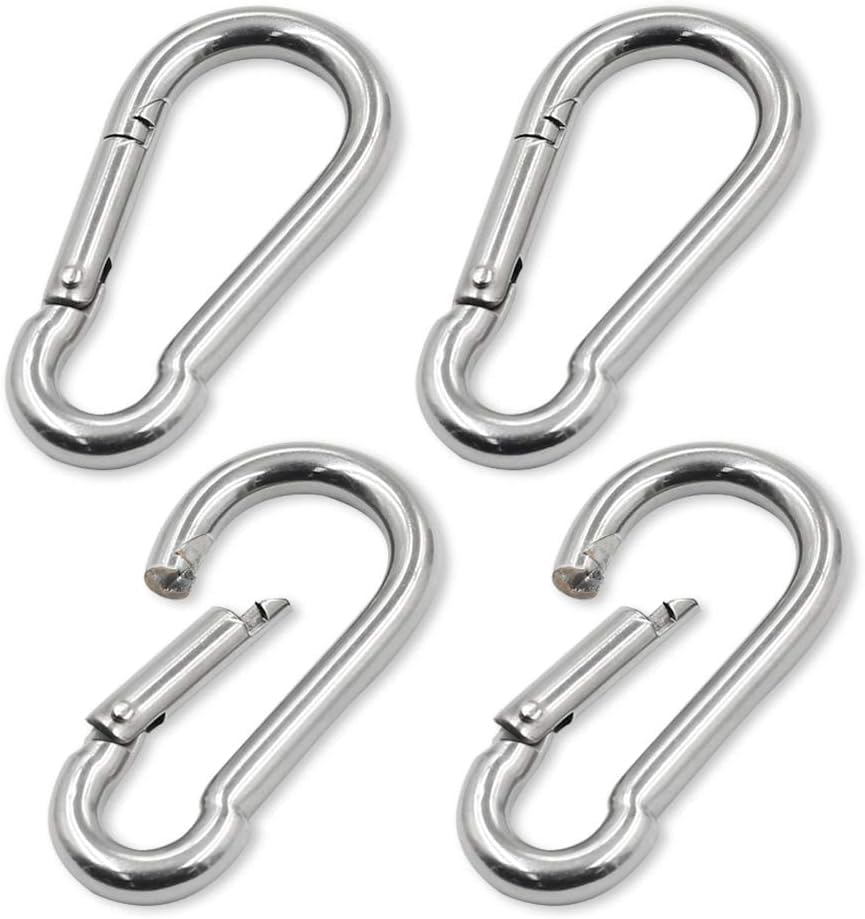 4Pack 2 inch Flag Pole Snap Clip Hooks Flagpole Attachment Spring Snap Hook Stainless Steel Carabiner Clips Heavy Duty Quick Link Carabiners for Indoor & Outdoor