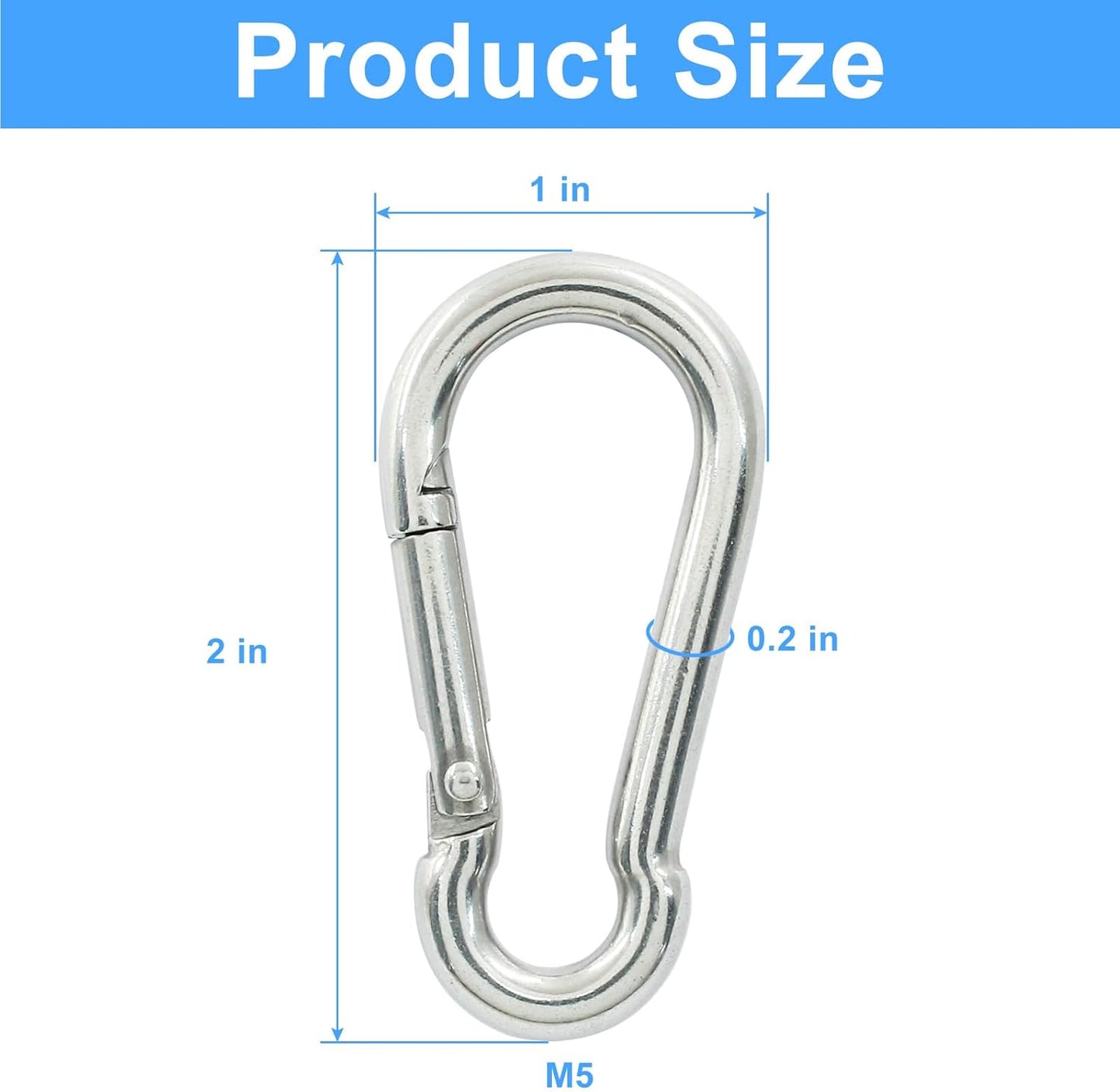4Pack 2 inch Flag Pole Snap Clip Hooks Flagpole Attachment Spring Snap Hook Stainless Steel Carabiner Clips Heavy Duty Quick Link Carabiners for Indoor & Outdoor