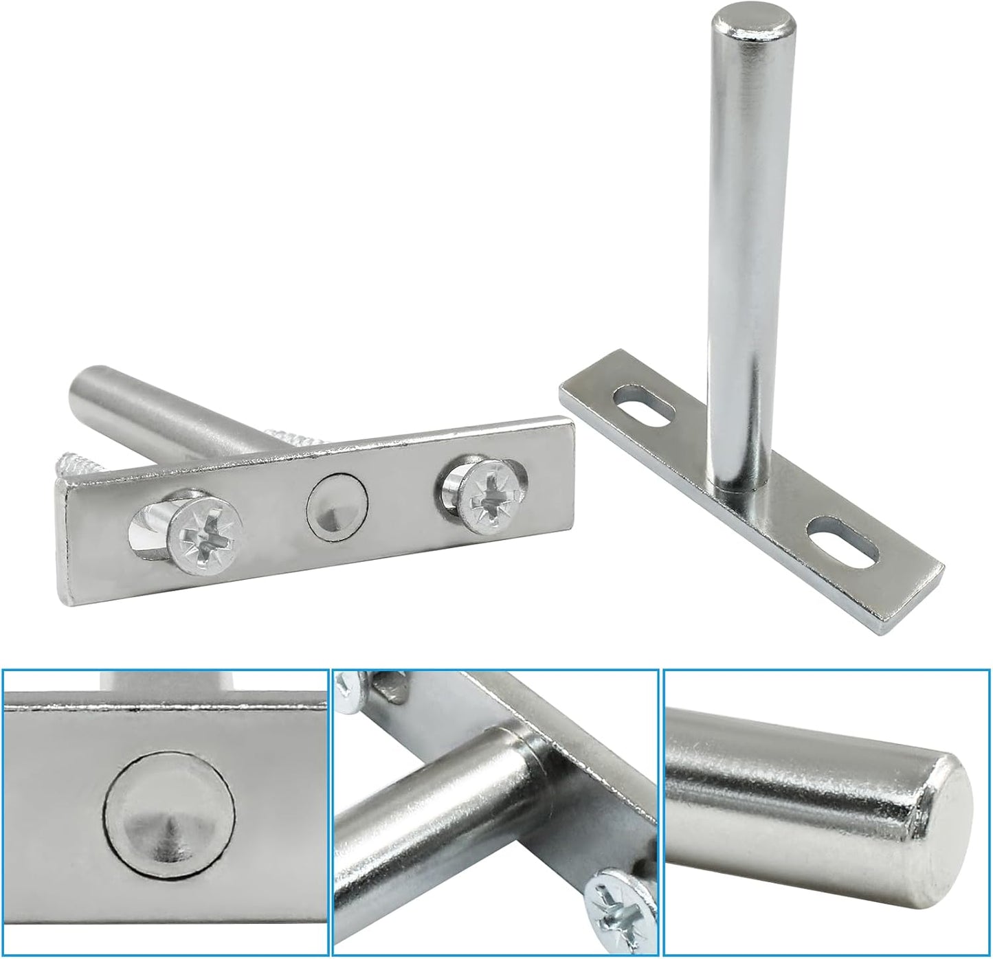 4 Pcs Hidden Floating Shelf Brackets, 3 Inch, Silver, Steel, Wall Mount, Screws and Wall Plugs Included